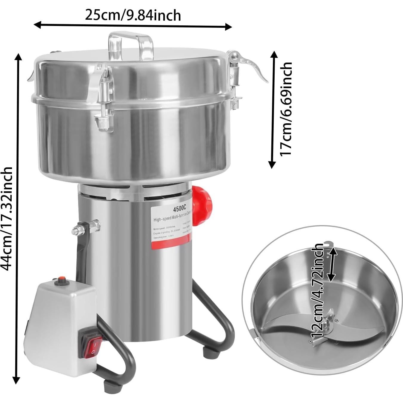 Molino de Granos Eléctrico Ahulin 4500g 5000W Acero Inoxidable