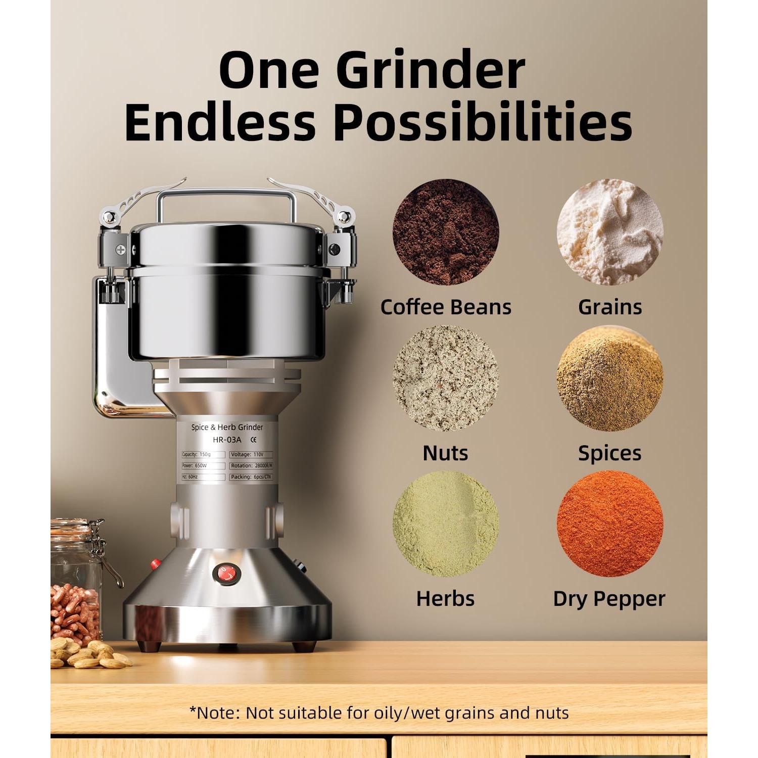 Molino de Granos Eléctrico HORUS 150g Acero Inoxidable