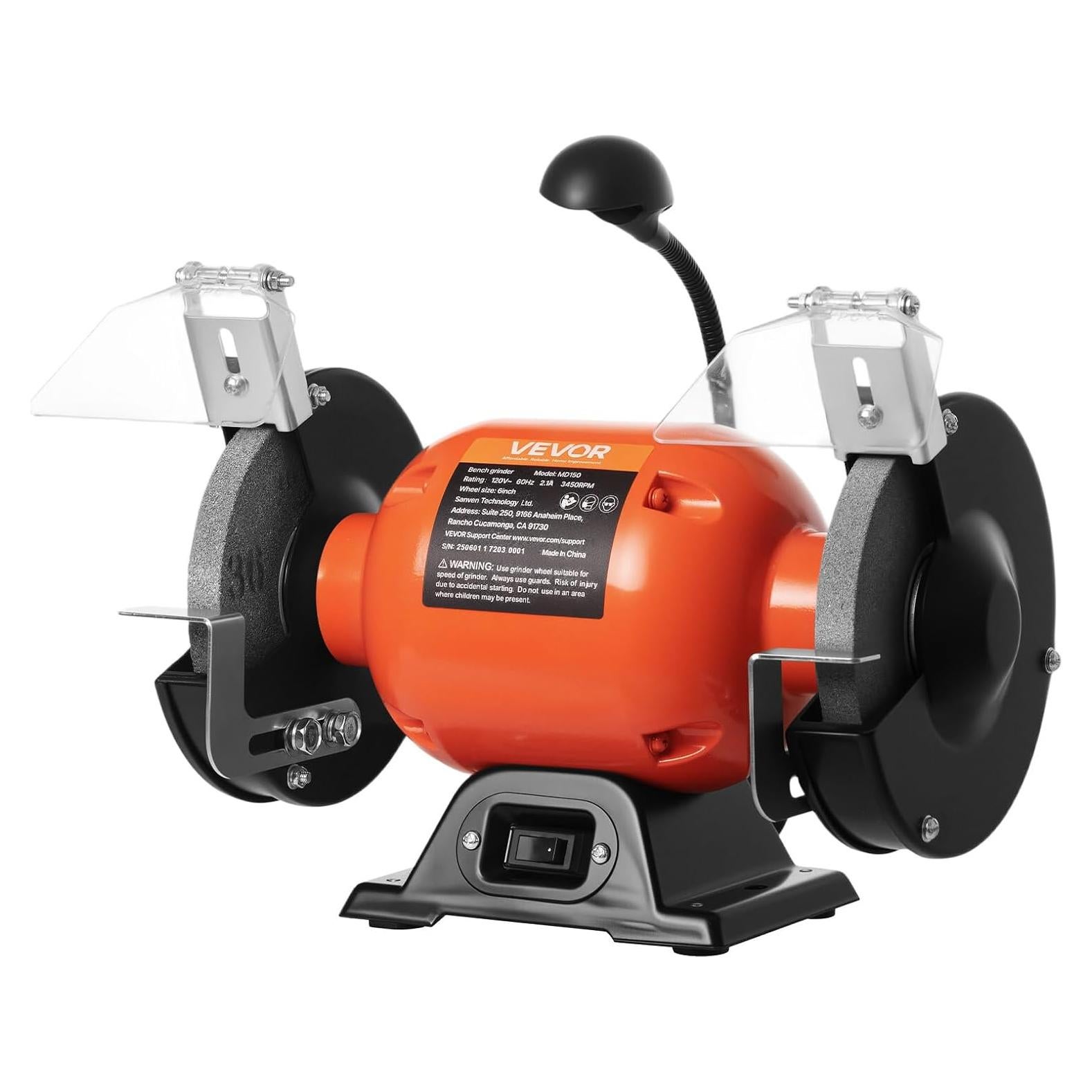 Esmeril de Banco VEVOR 6" 250W 3450RPM con Luz LED