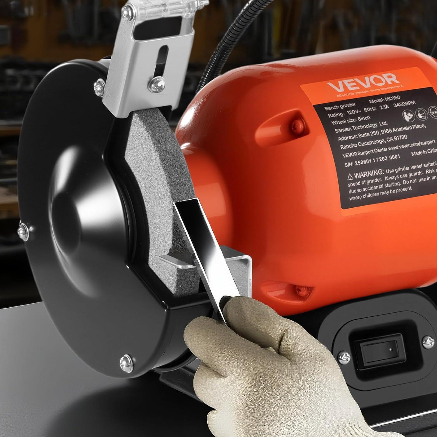Esmeril de Banco VEVOR 6" 250W 3450RPM con Luz LED