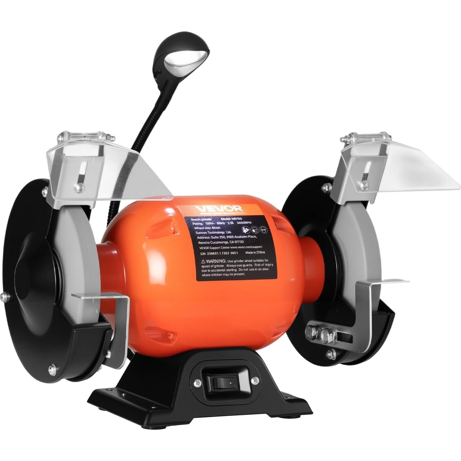 Esmeril de Banco VEVOR 6" 250W 3450RPM con Luz LED