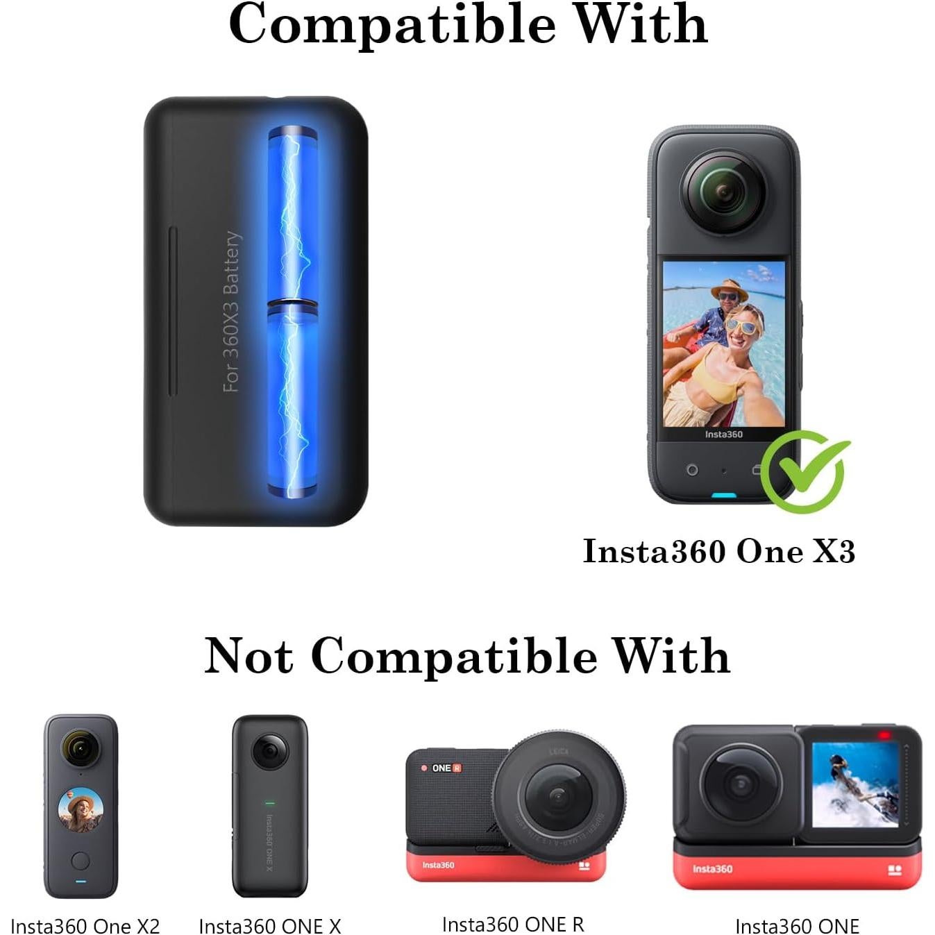 Cargador Inalámbrico Doble 7000mAh para Insta360 X3