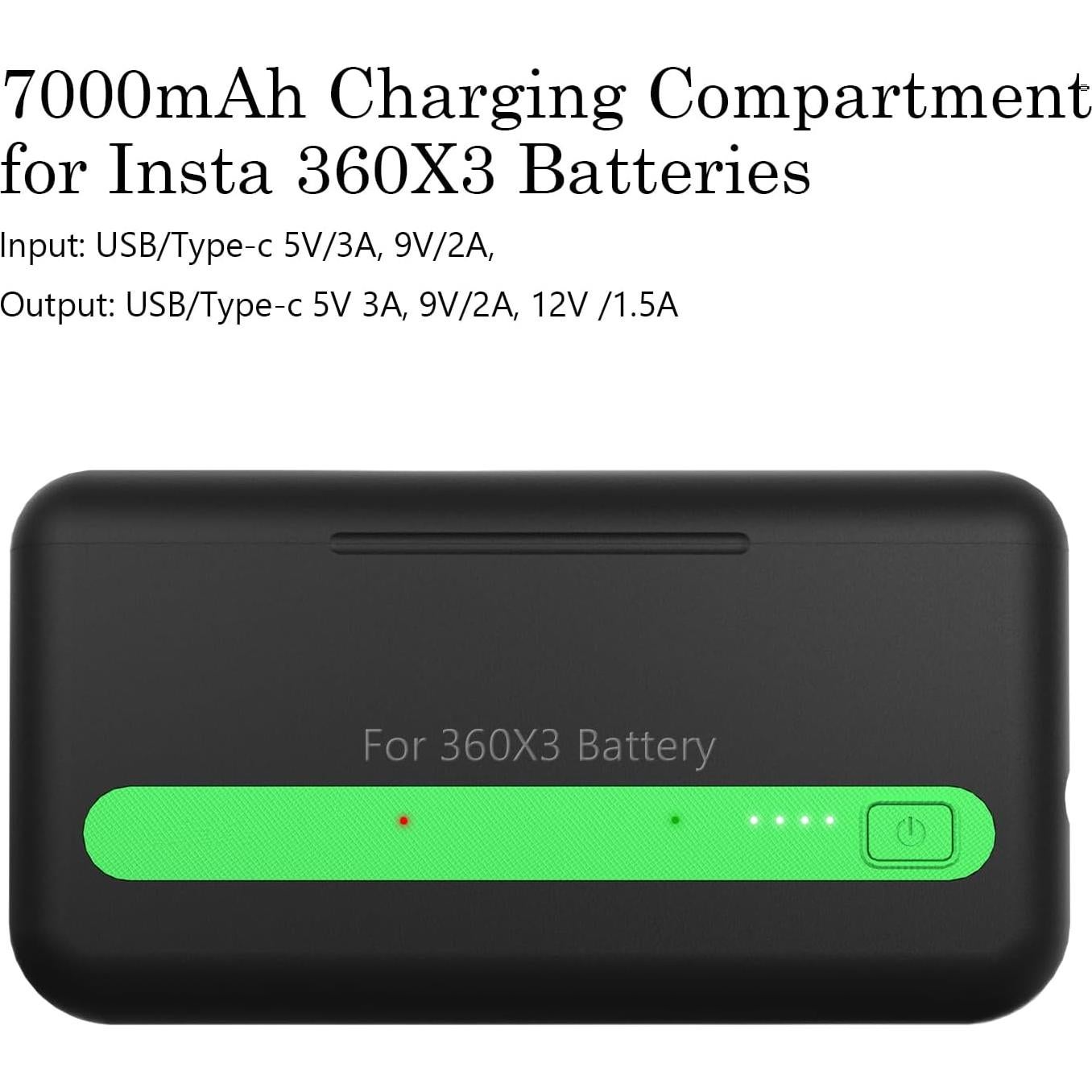 Cargador Inalámbrico Doble 7000mAh para Insta360 X3