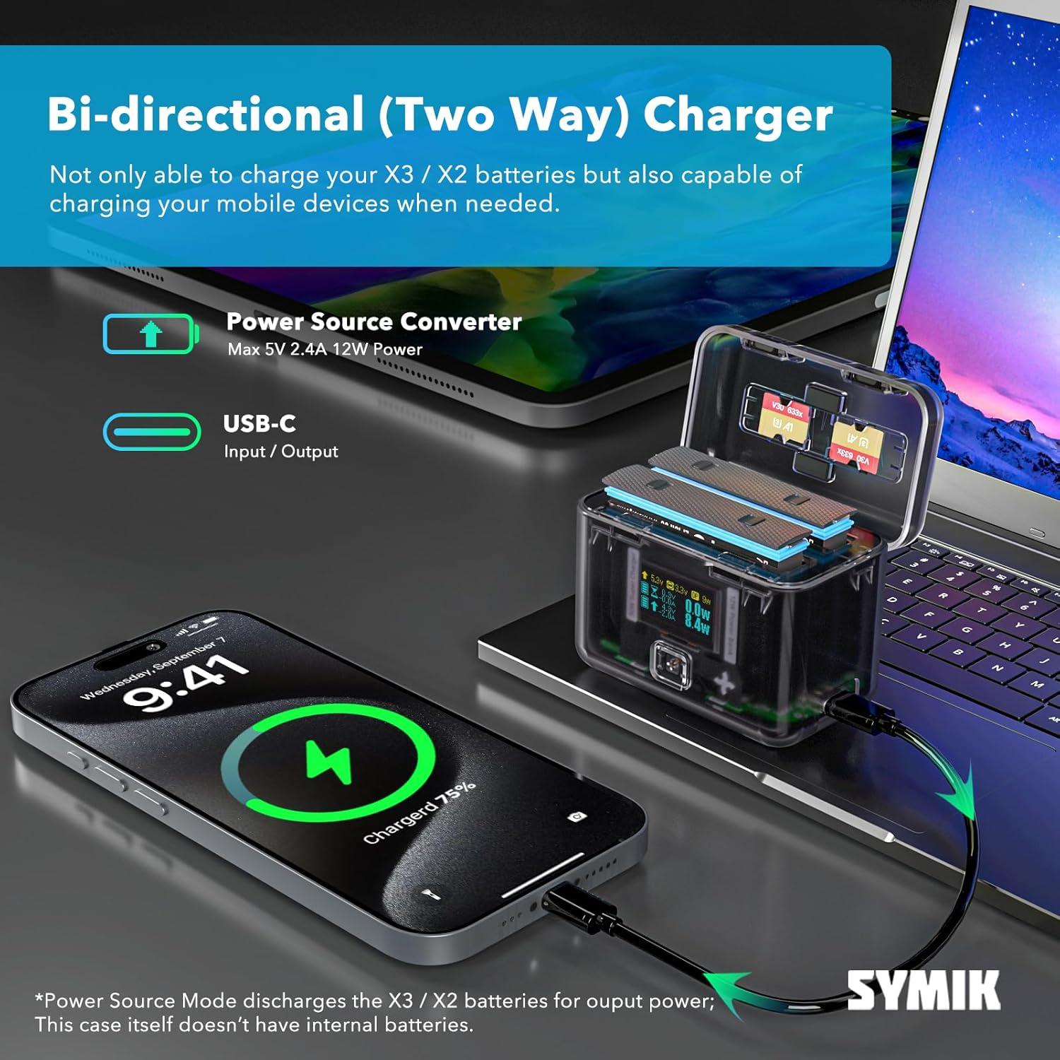 Cargador Rápido SYMIK para Batería Insta360 X3 - 30W