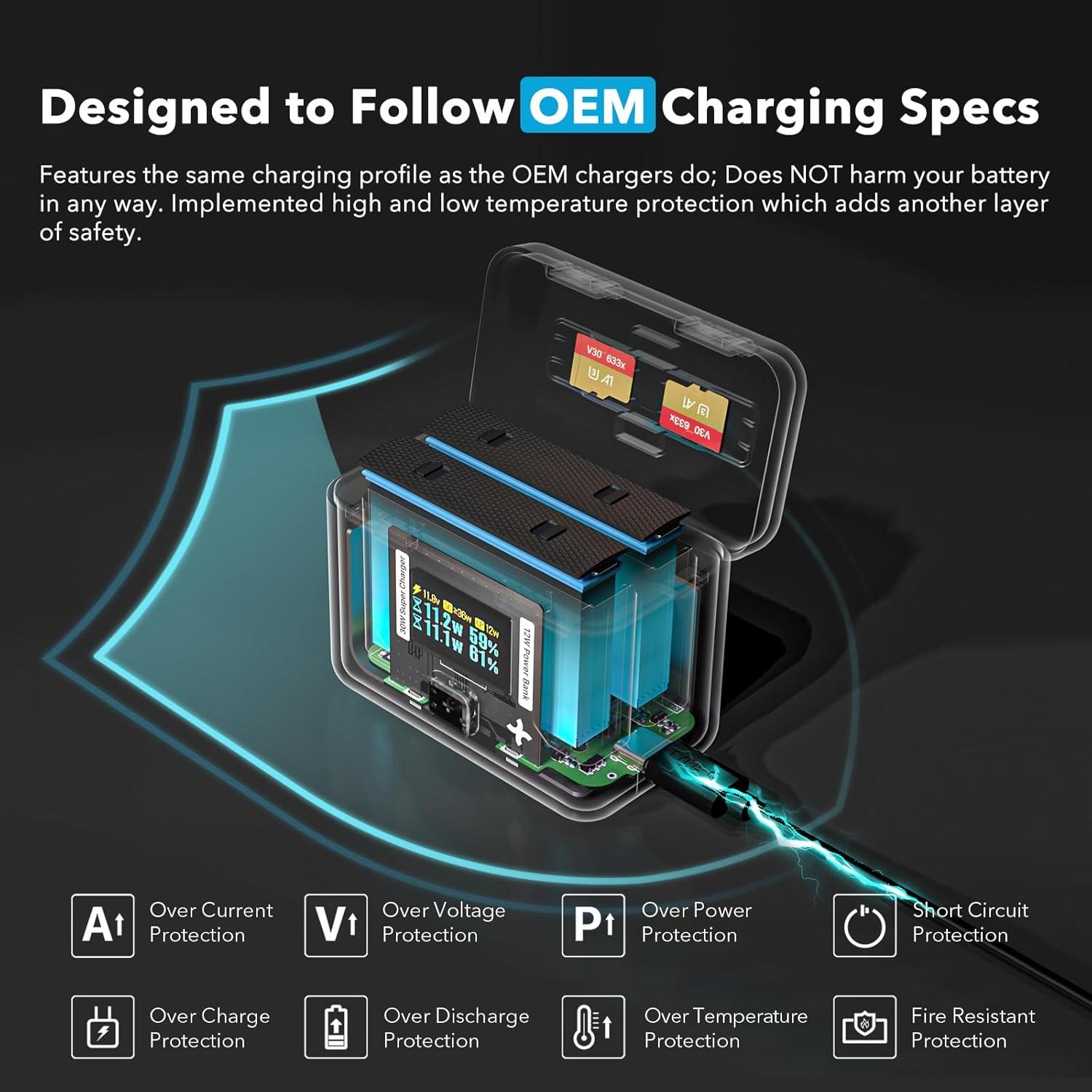 Cargador Rápido SYMIK para Batería Insta360 X3 - 30W