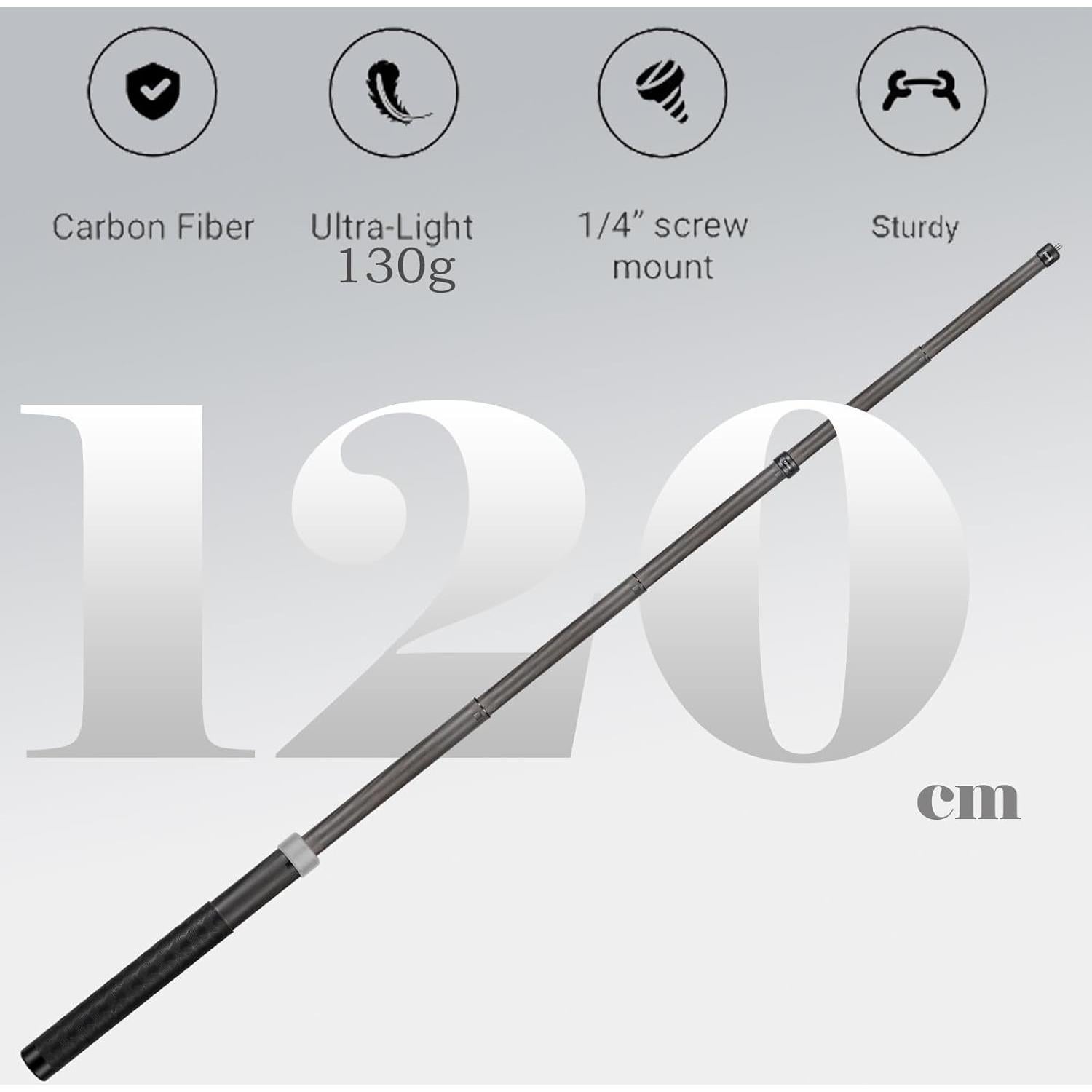 Palo de Selfie Telescópico Qishang de Fibra de Carbono 27cm-1.2m