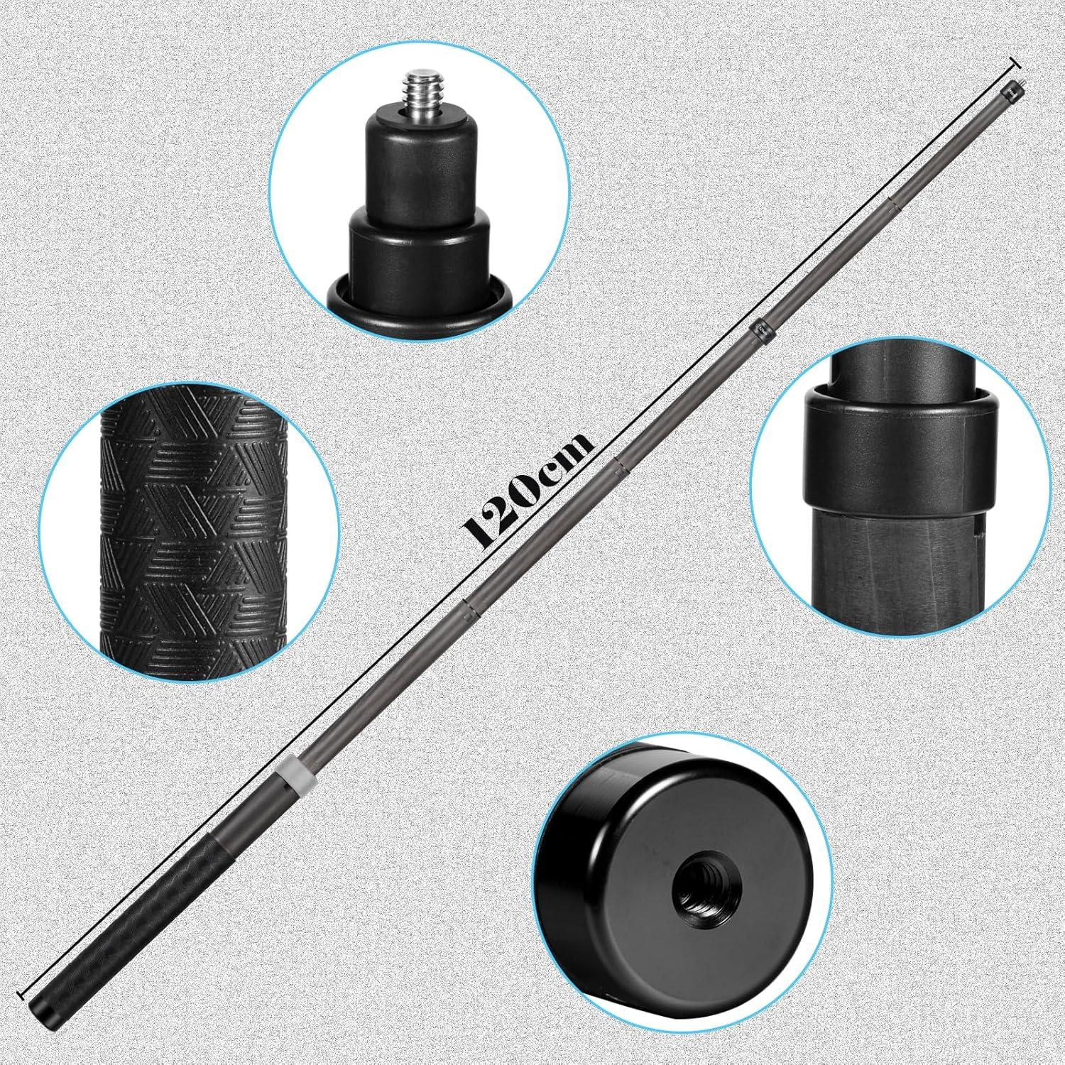 Palo de Selfie Telescópico Qishang de Fibra de Carbono 27cm-1.2m