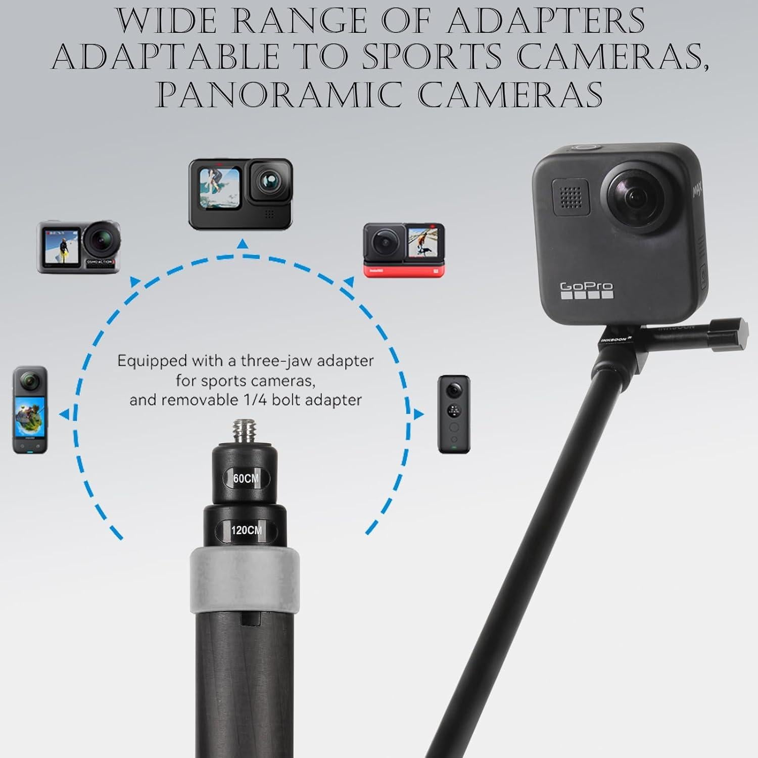 Palo de Selfie Telescópico Qishang de Fibra de Carbono 27cm-1.2m