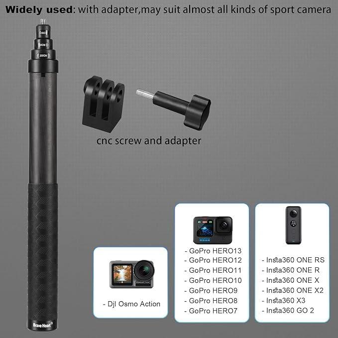 Palo de Selfie Telescópico Qishang de Fibra de Carbono 27cm-1.2m