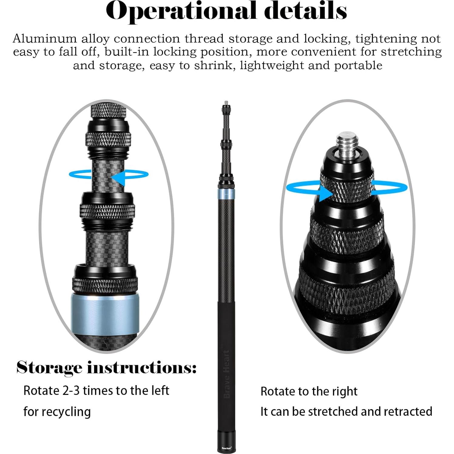 Palo de Selfie Fibra de Carbono Liuliron 299.72 cm Azul