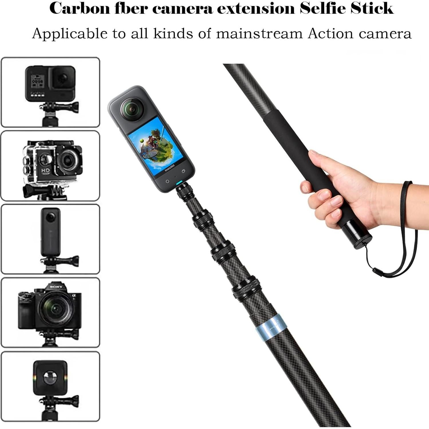 Palo de Selfie Fibra de Carbono Liuliron 299.72 cm Azul