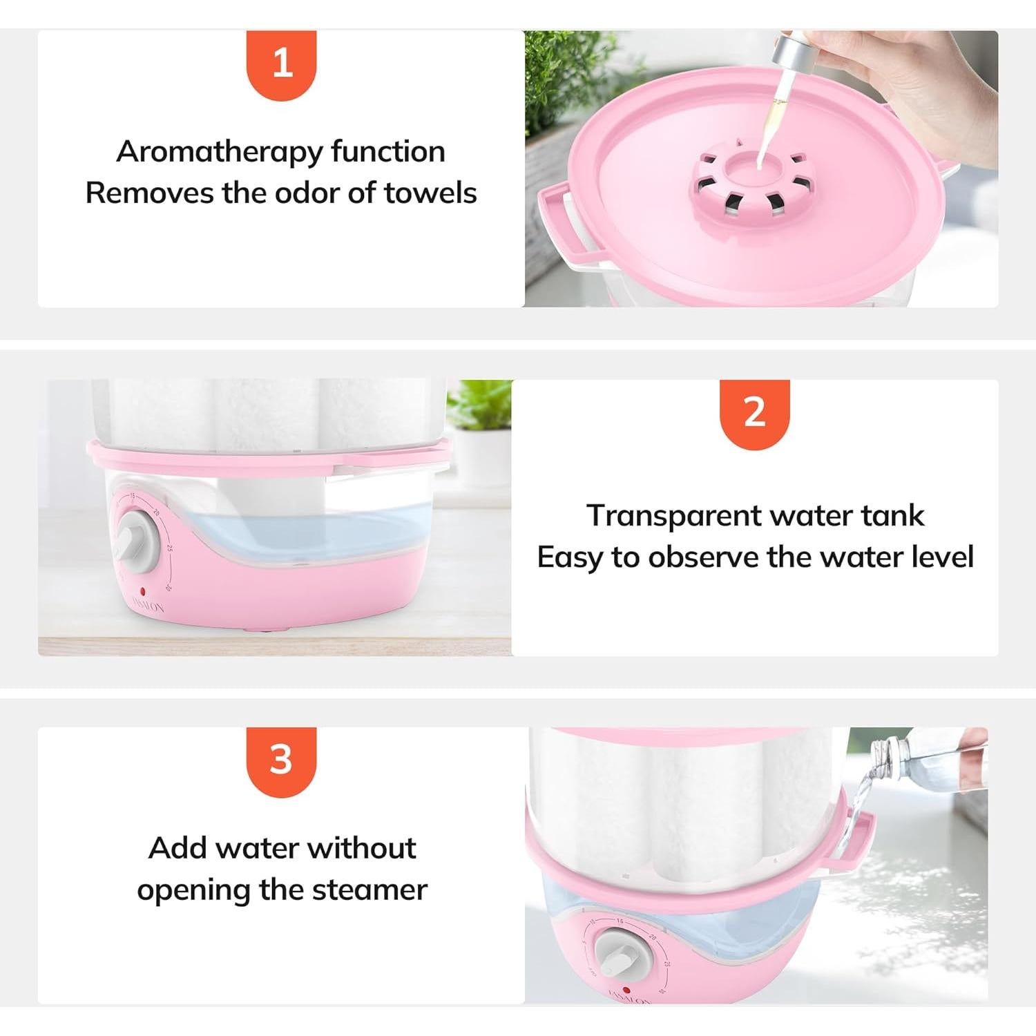 Calentador de Toallas TASALON Rosa 0.8L para Spa y Facial