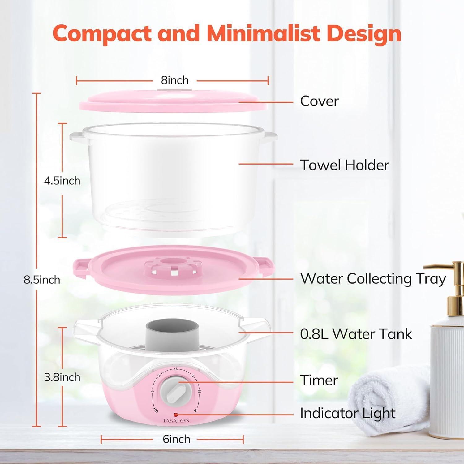 Calentador de Toallas TASALON Rosa 0.8L para Spa y Facial