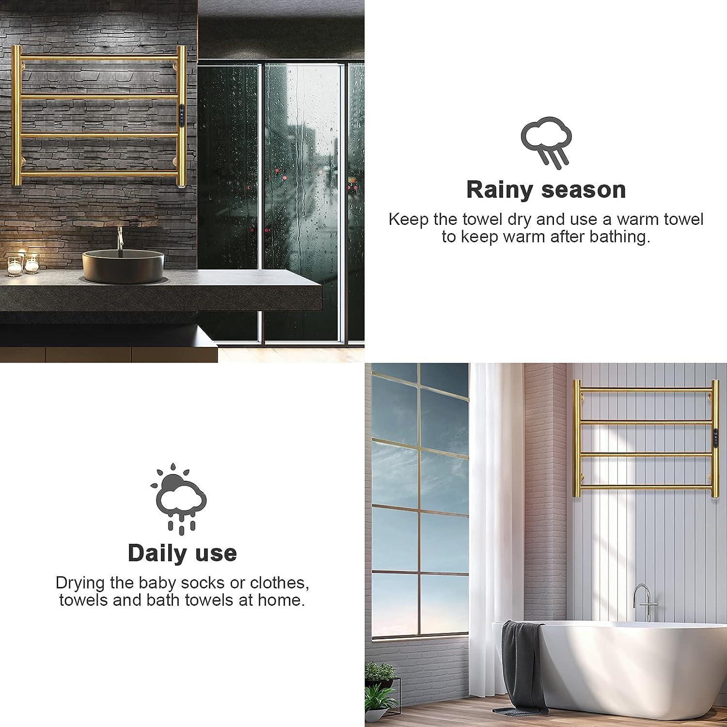 Soporte Calentador de Toallas MEIJIELUO 4 Barras Oro Cepillado