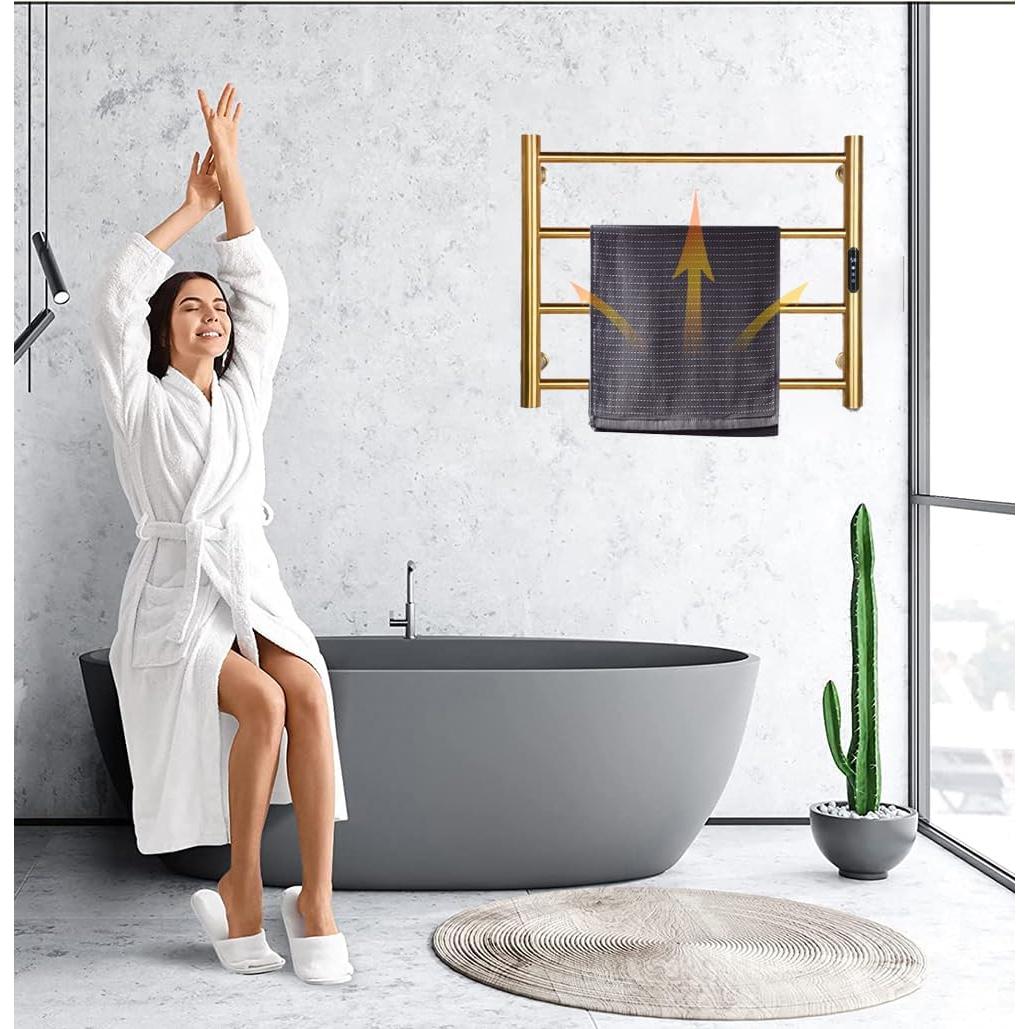 Soporte Calentador de Toallas MEIJIELUO 4 Barras Oro Cepillado