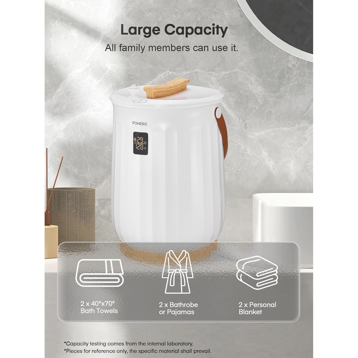 Calentador de Toallas FOHERE 20L Blanco con Temporizador y Fragancia