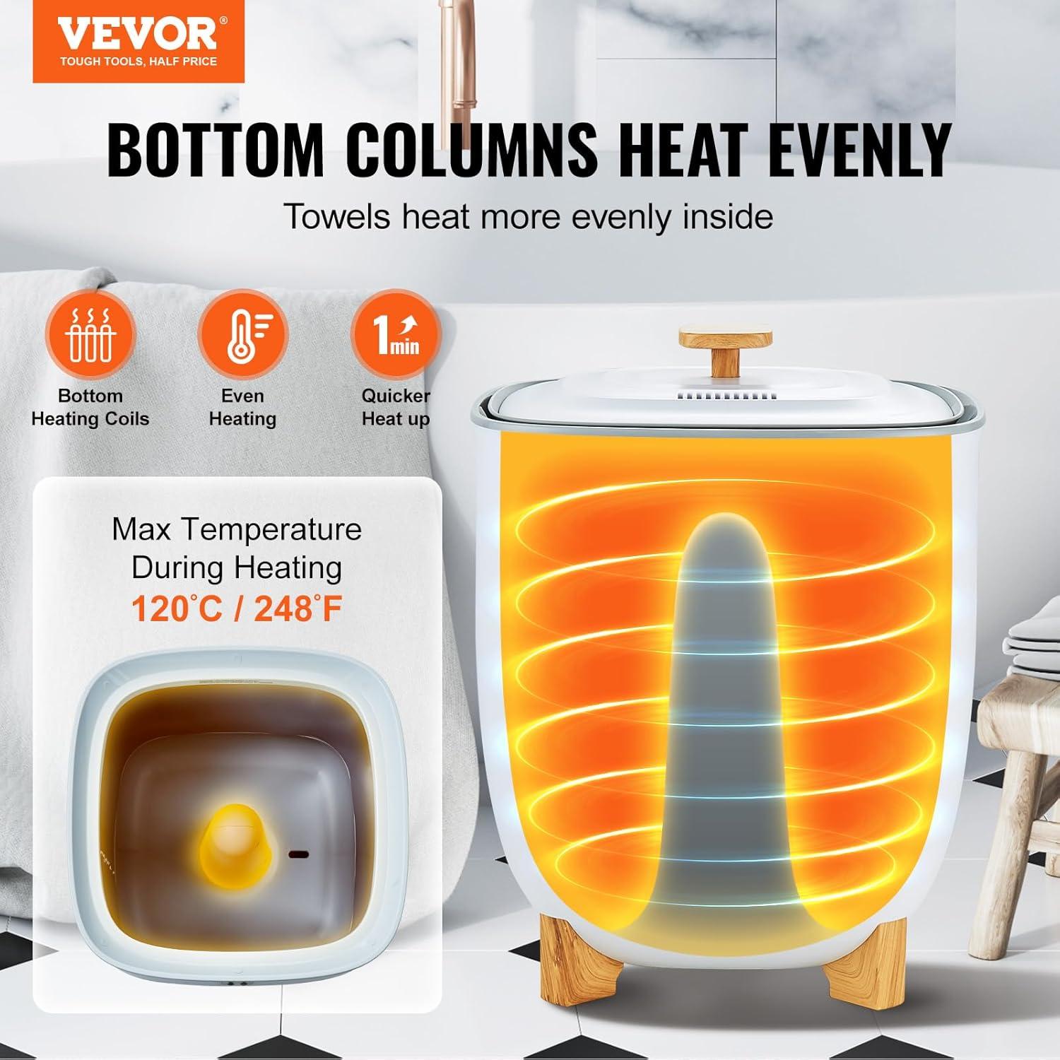 Calentador de Toallas VEVOR 25L Blanco con Apagado Automático