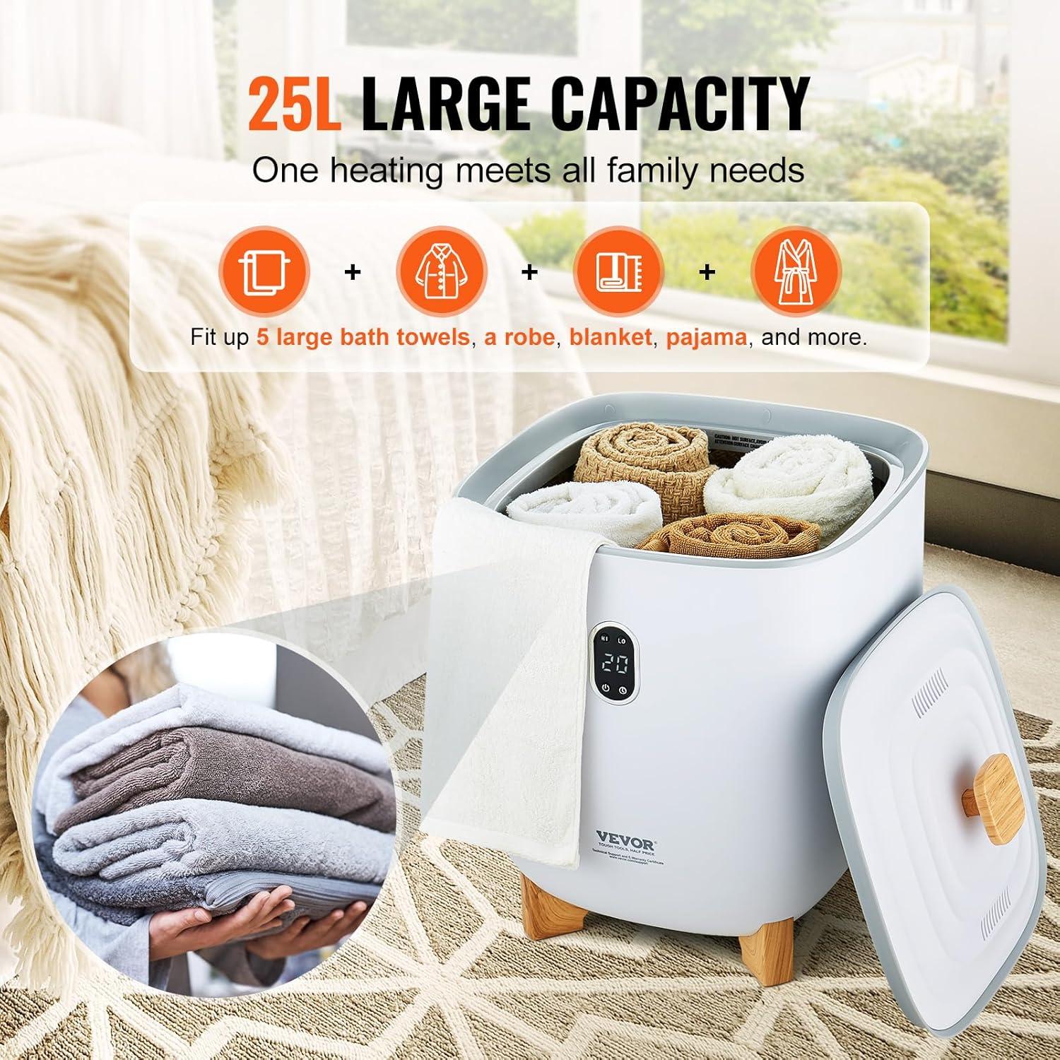 Calentador de Toallas VEVOR 25L Blanco con Apagado Automático