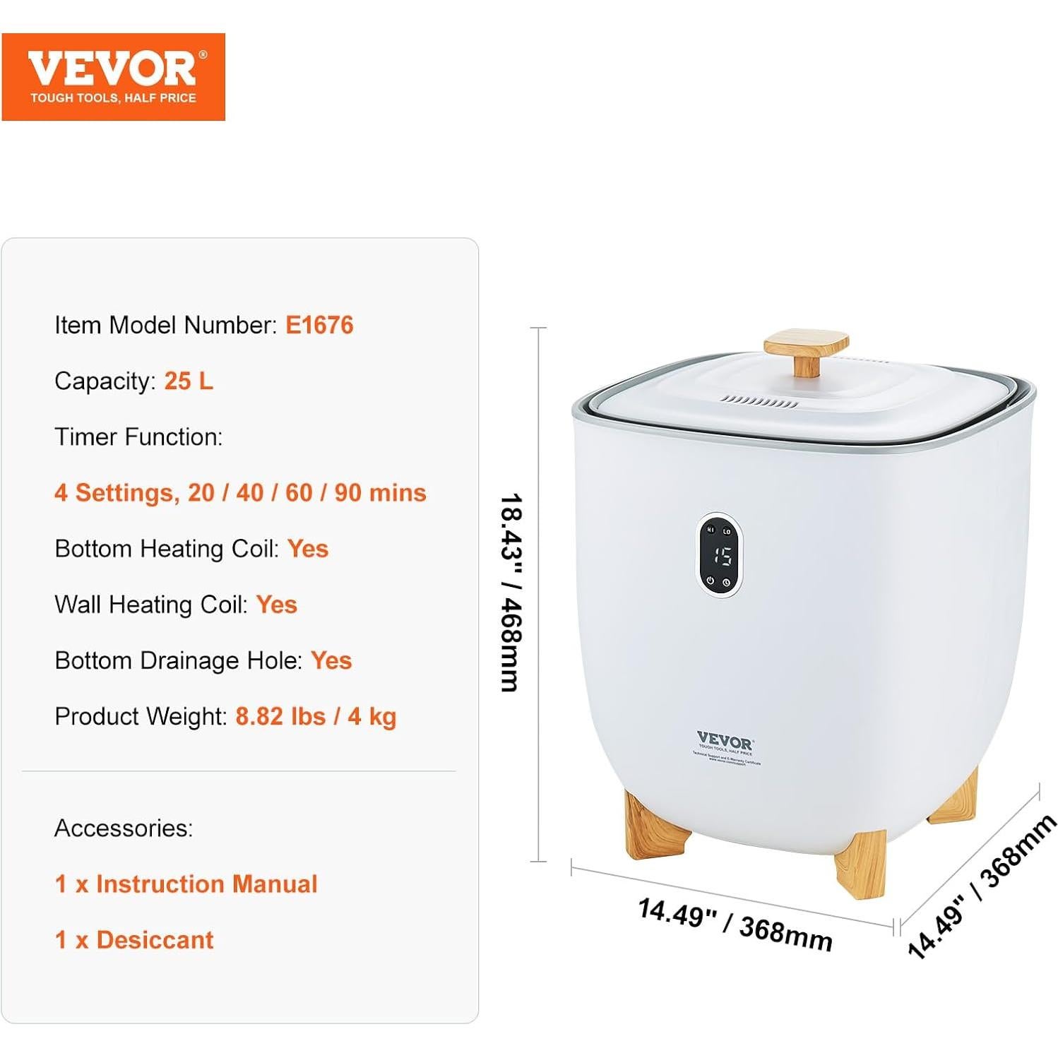 Calentador de Toallas VEVOR 25L Blanco con Apagado Automático