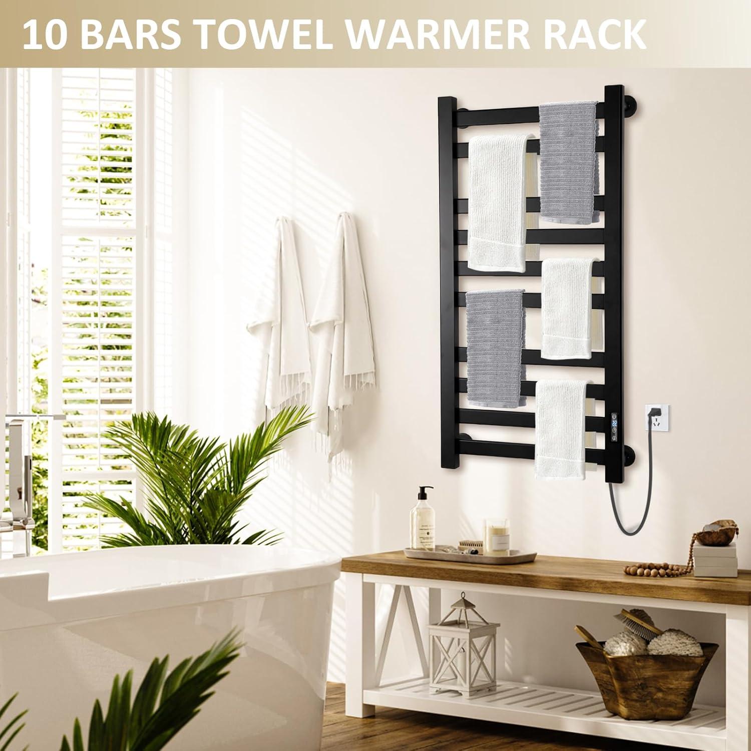 Toallero Calentado AyiDrmjj 10 Barras Negro con Temporizador