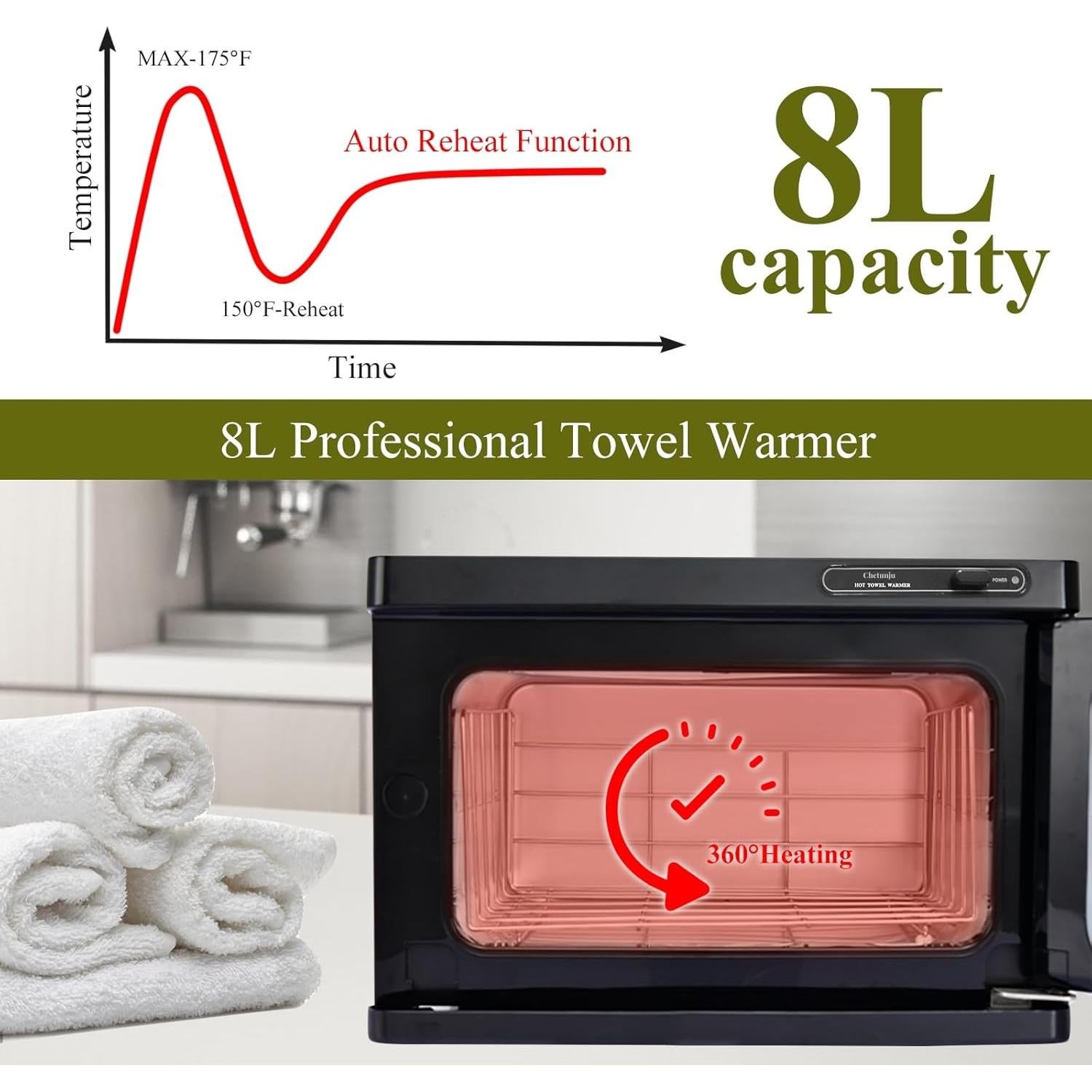 Calentador de Toallas Profesional Chetunju 8L Negro