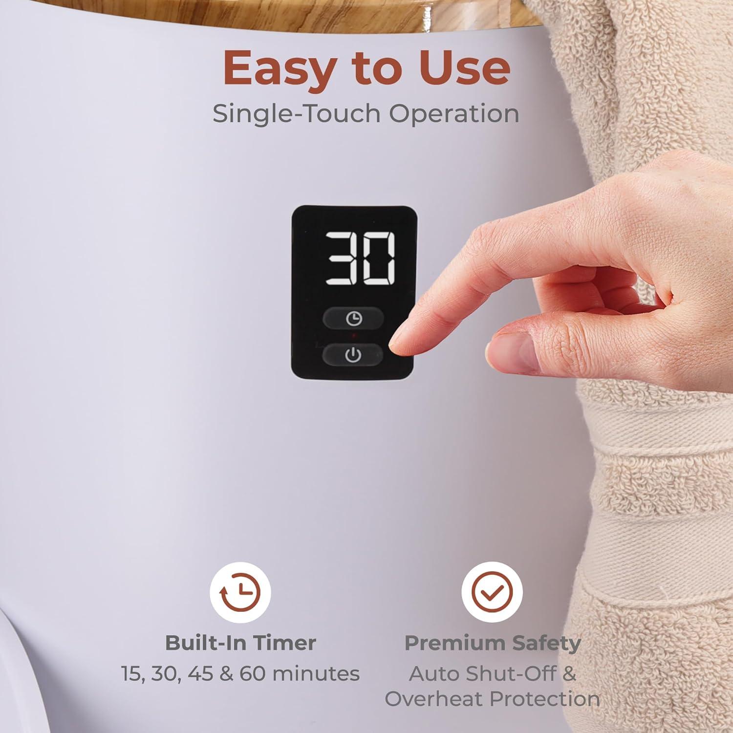 Calentador de Toallas SereneLife SLTLW400 con Temporizador y Soporte Fragante