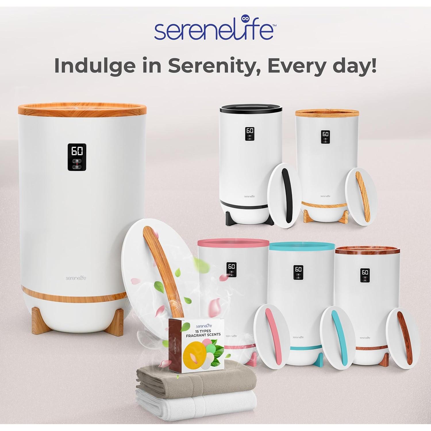 Calentador de Toallas SereneLife SLTLW400 con Temporizador y Soporte Fragante