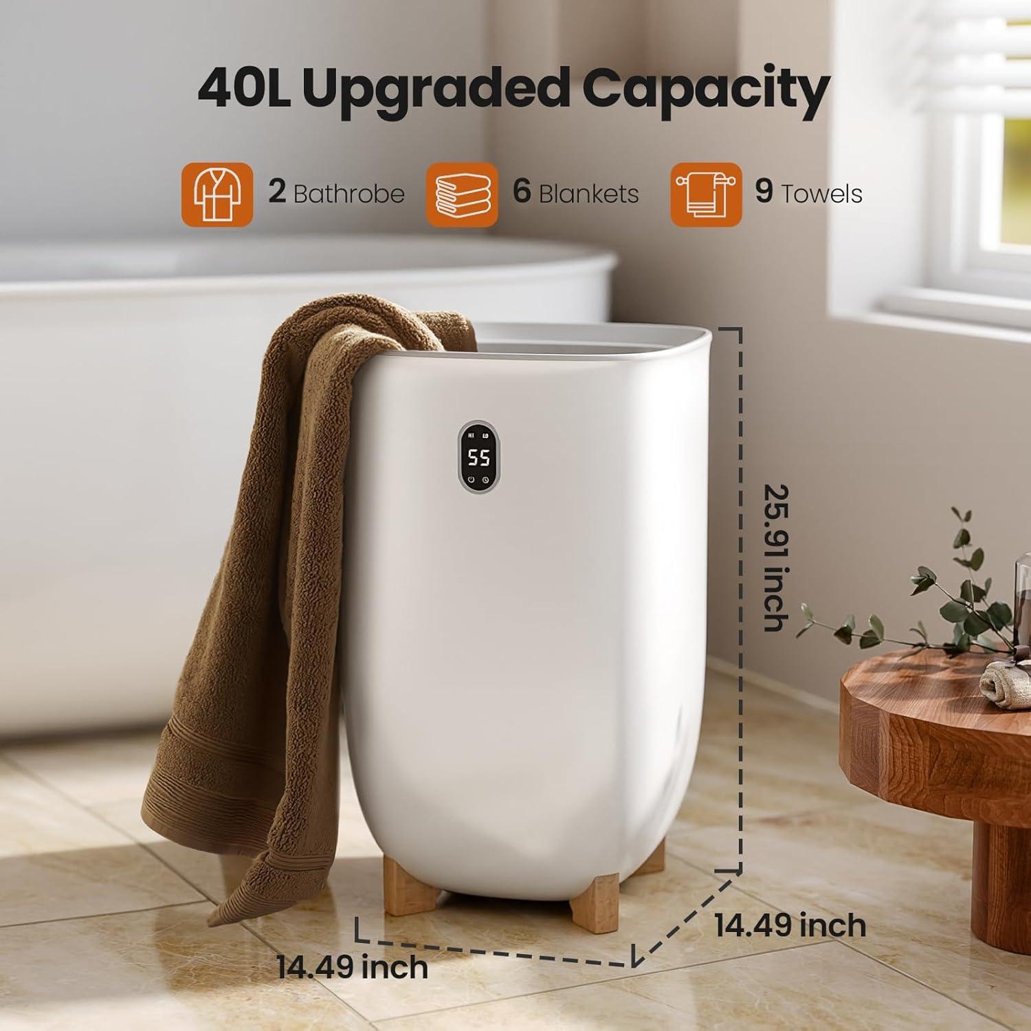 Calentador de Toallas AGLUCKY 40L con 2 Modos y Pantalla LCD