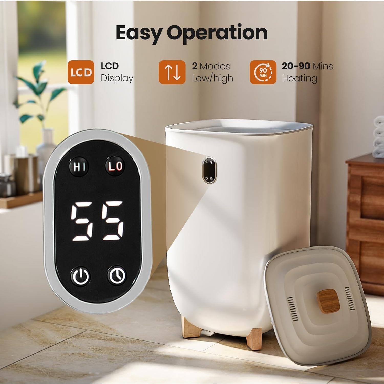 Calentador de Toallas AGLUCKY 40L con 2 Modos y Pantalla LCD