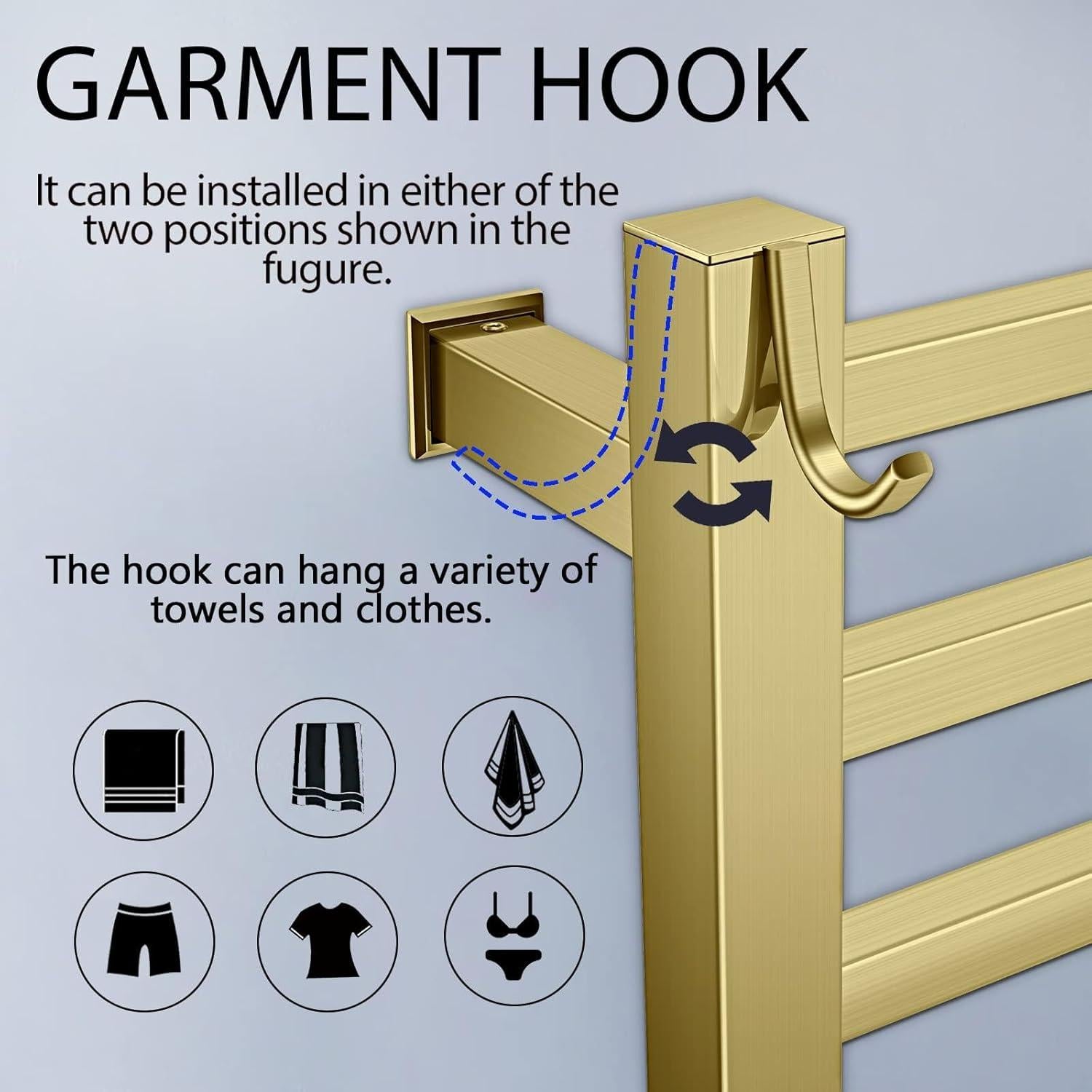Toallero Calentador Eléctrico XBVV 10 Barras Oro Cepillado