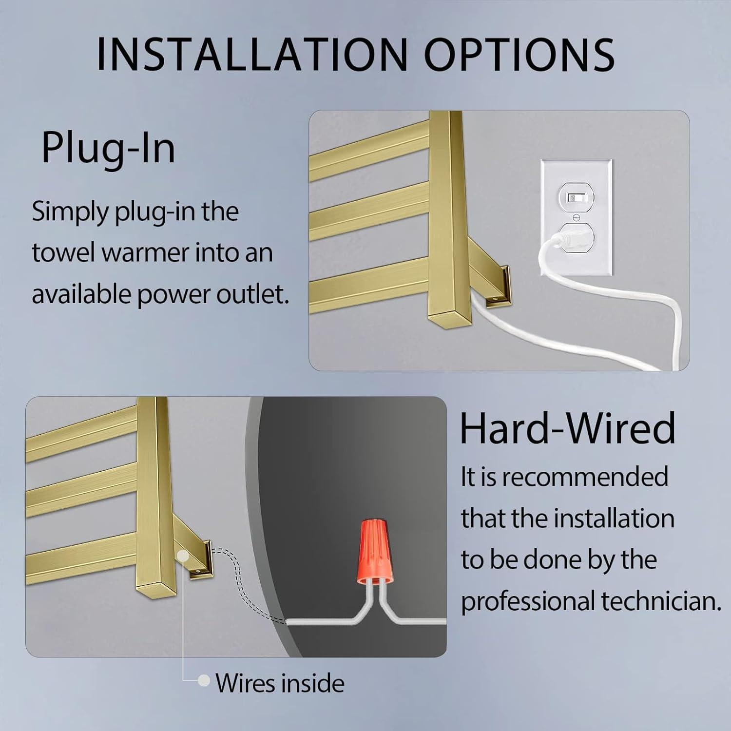 Toallero Calentador Eléctrico XBVV 10 Barras Oro Cepillado