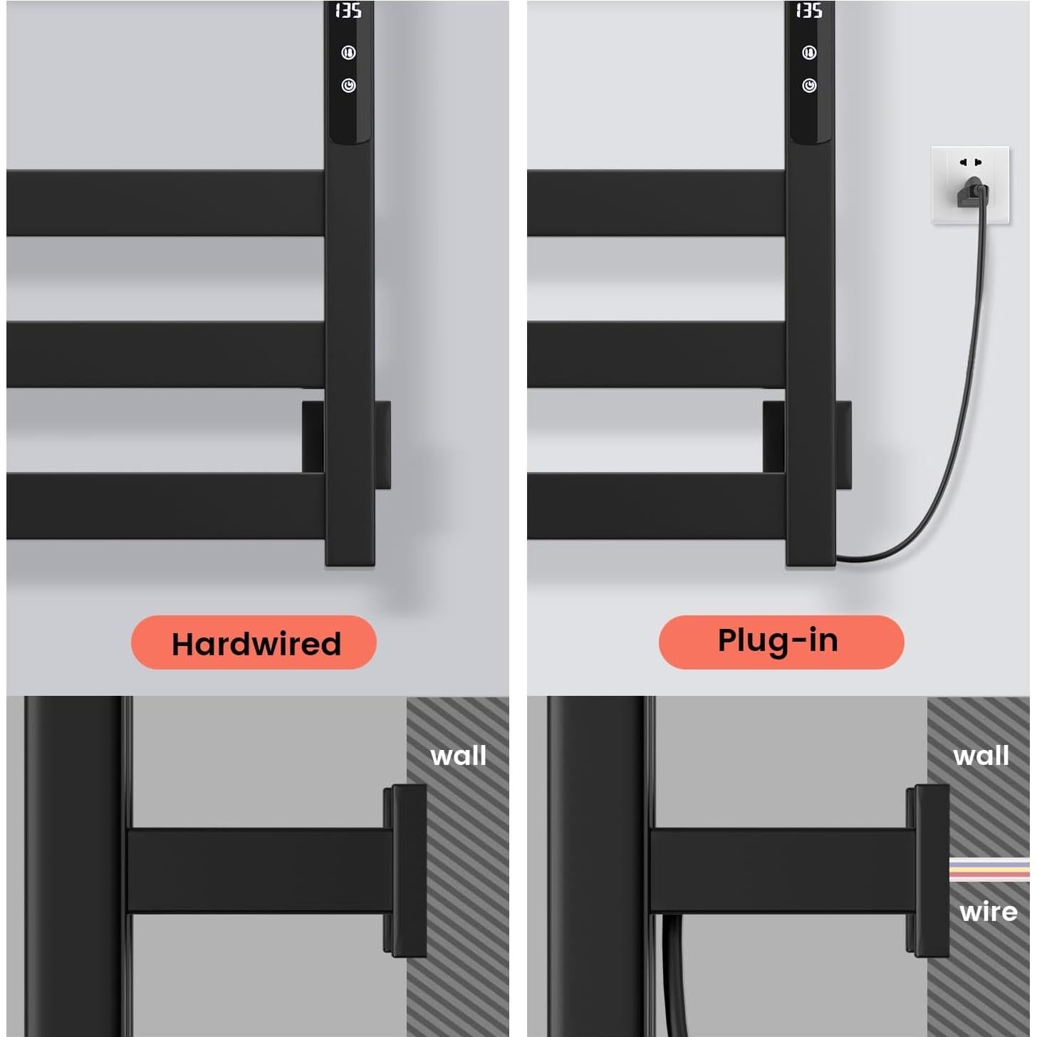 Calentador de Toallas Colliford 6 Barras Acero Inoxidable Negro