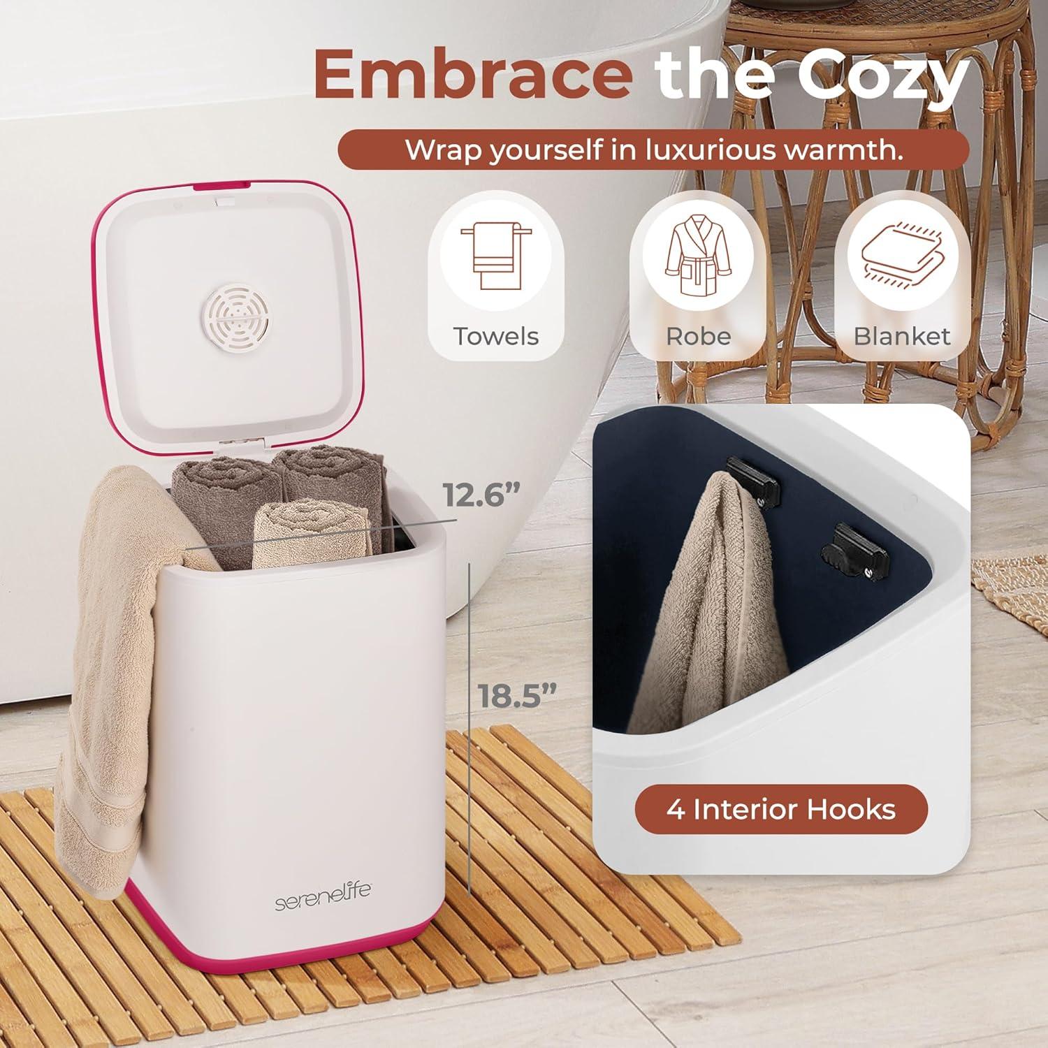 Calentador de Toallas SereneLife 23L Rosa con Temporizador