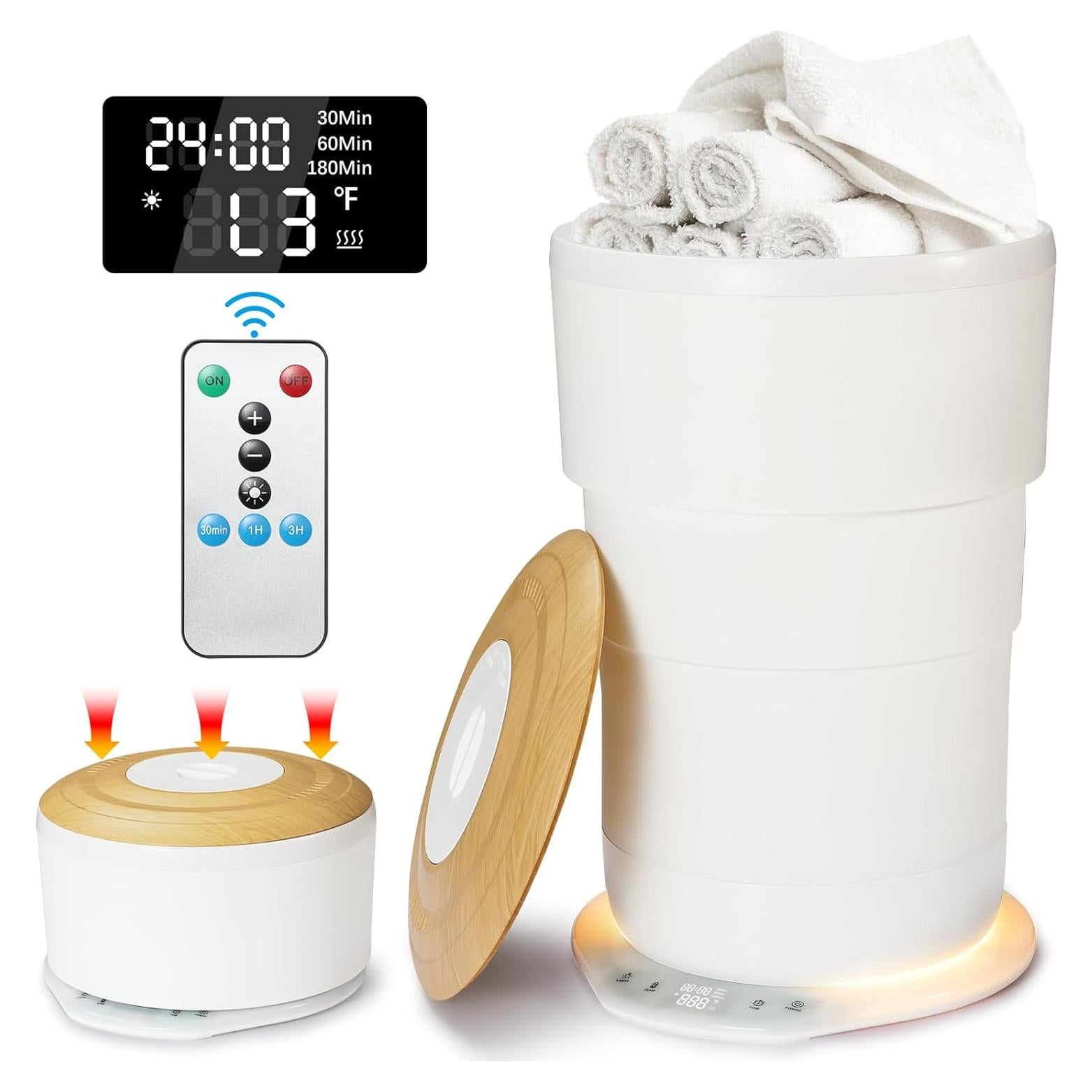 Calentador de Toallas Uoxfill 21L Plegable con Luz y Temporizador