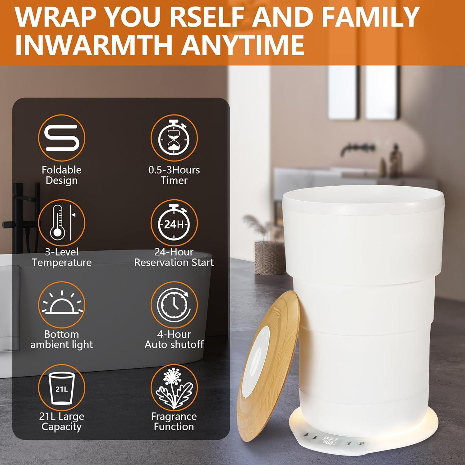 Calentador de Toallas Uoxfill 21L Plegable con Luz y Temporizador