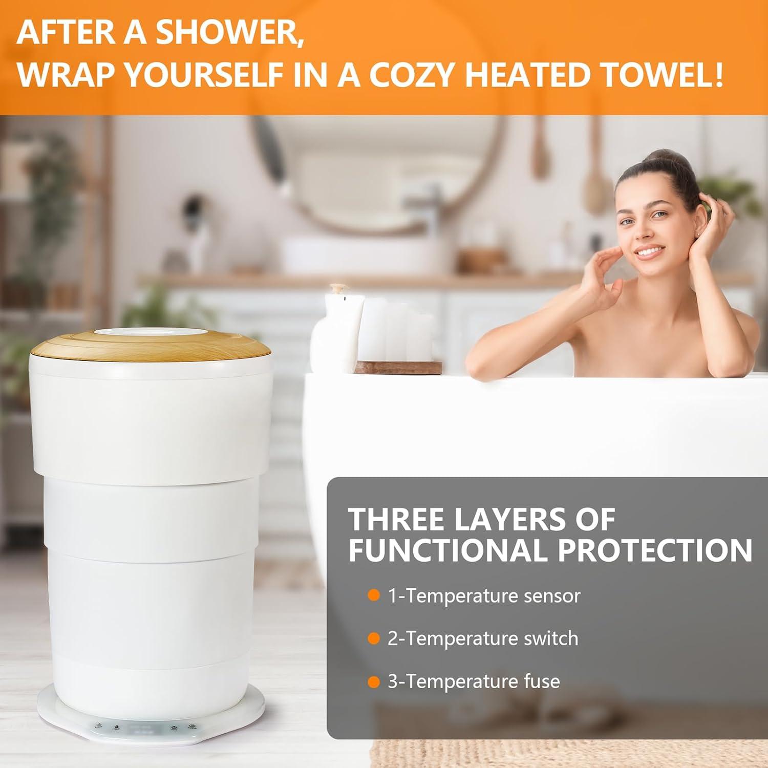 Calentador de Toallas Uoxfill 21L Plegable con Luz y Temporizador