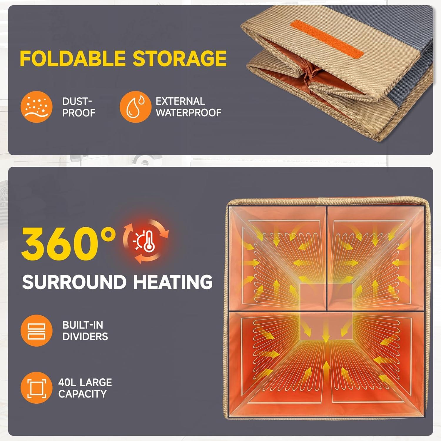 Calentador de Toallas Plegable ERABAY 38L - 4 Modos, Apagado Automático