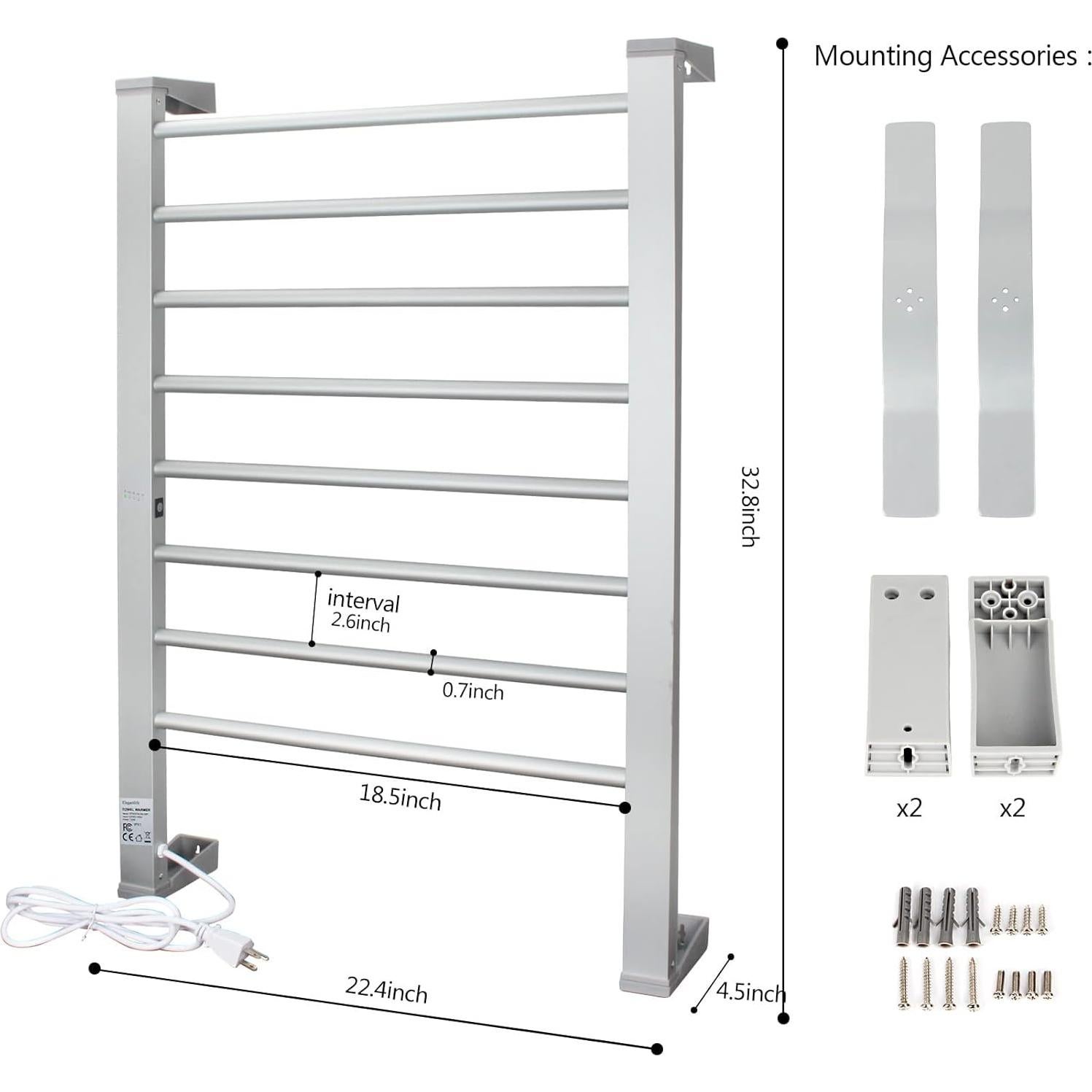 Calentador de Toallas Eléctrico ElegantLife 8 Barras 55x85cm