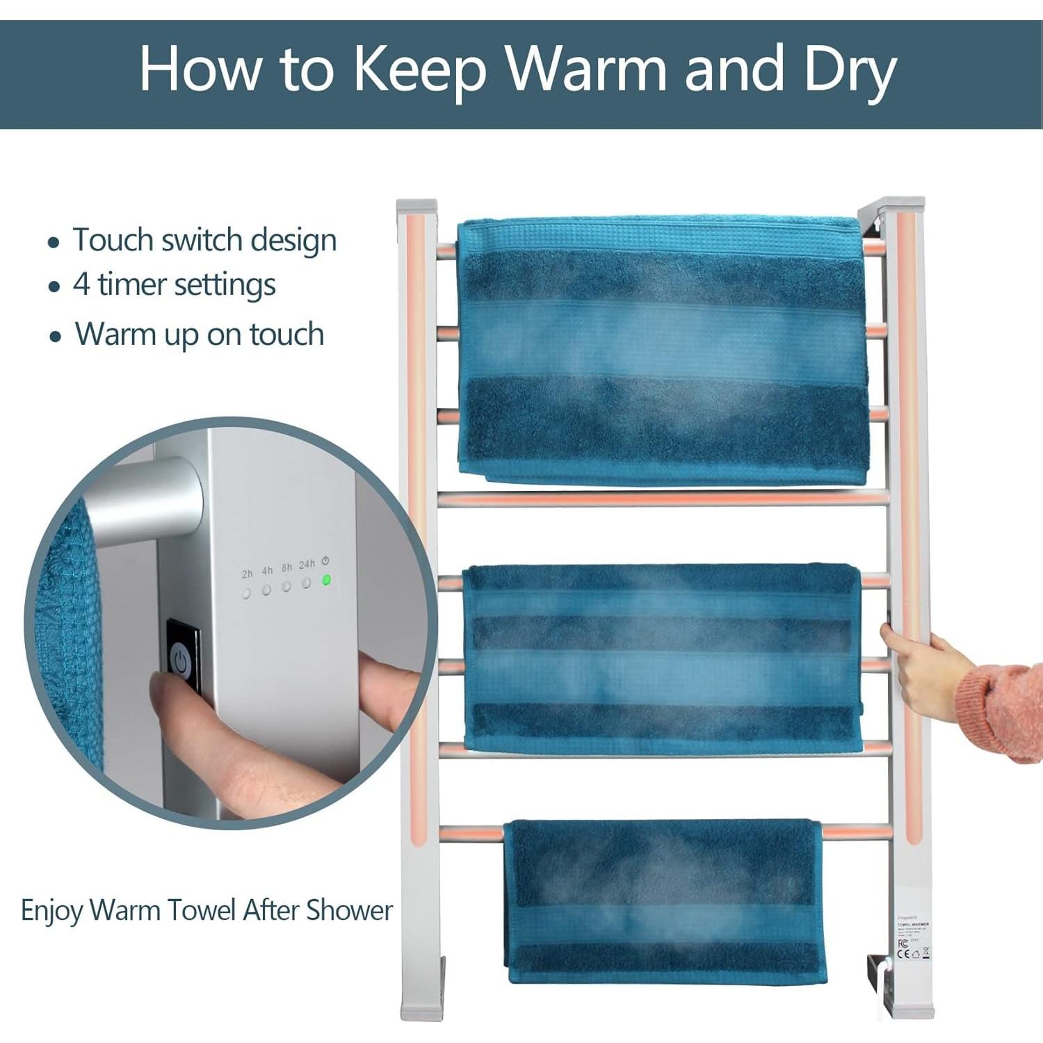 Calentador de Toallas Eléctrico ElegantLife 8 Barras 55x85cm