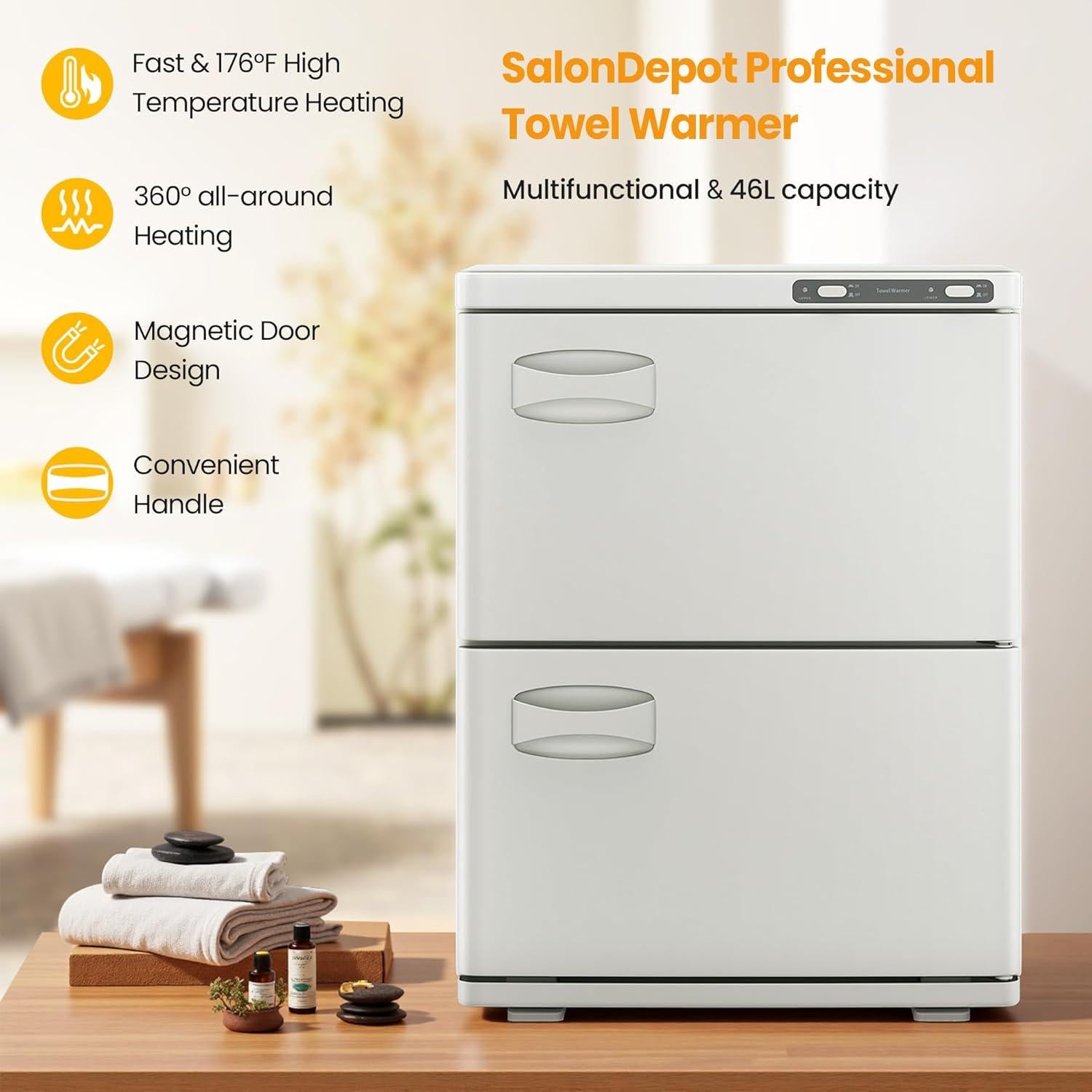 Calentador de Toallas SalonDepot KD-45 46L Doble Gabinete Blanco