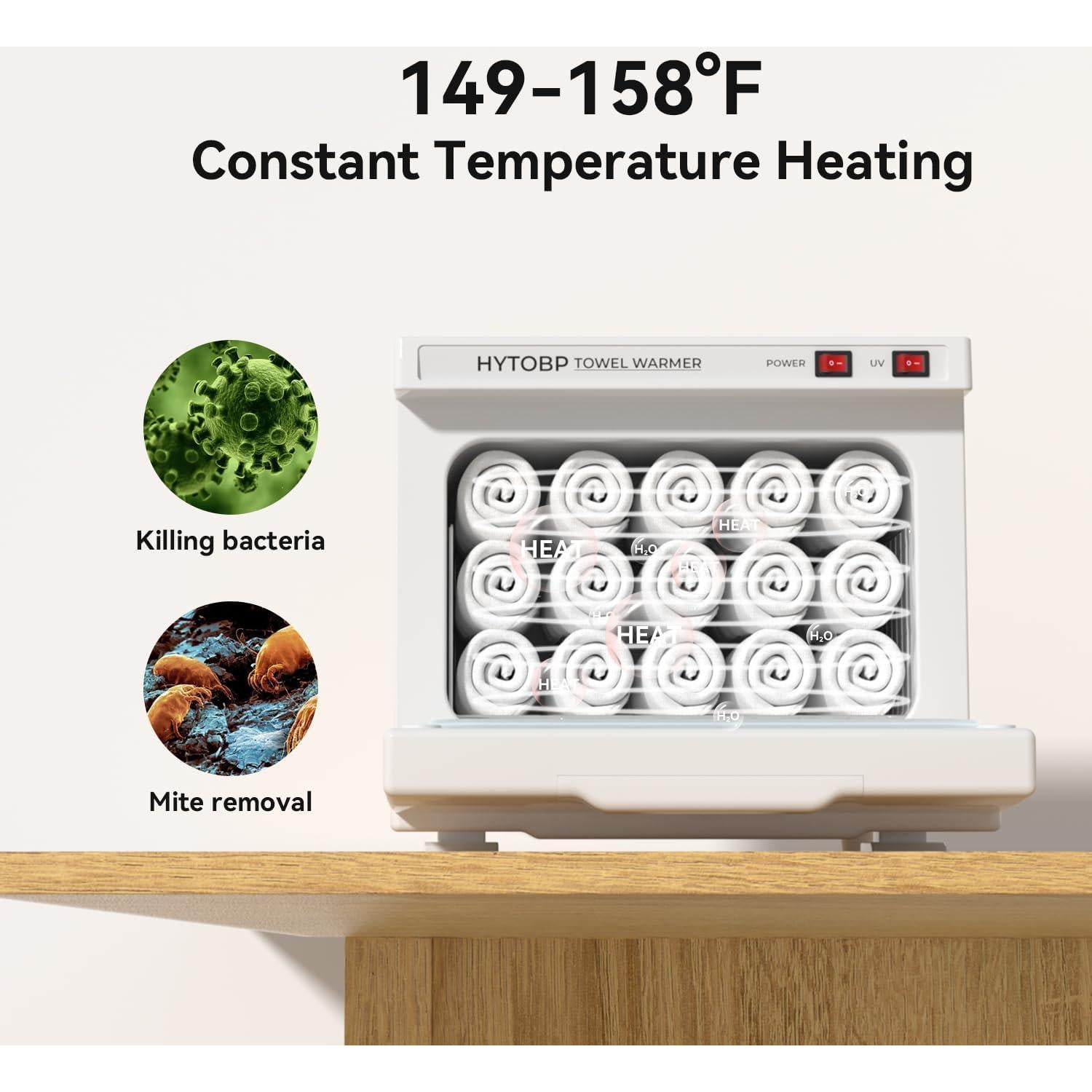 Calentador de Toallas 8.5L HYTOBP Blanco para Spa y Belleza