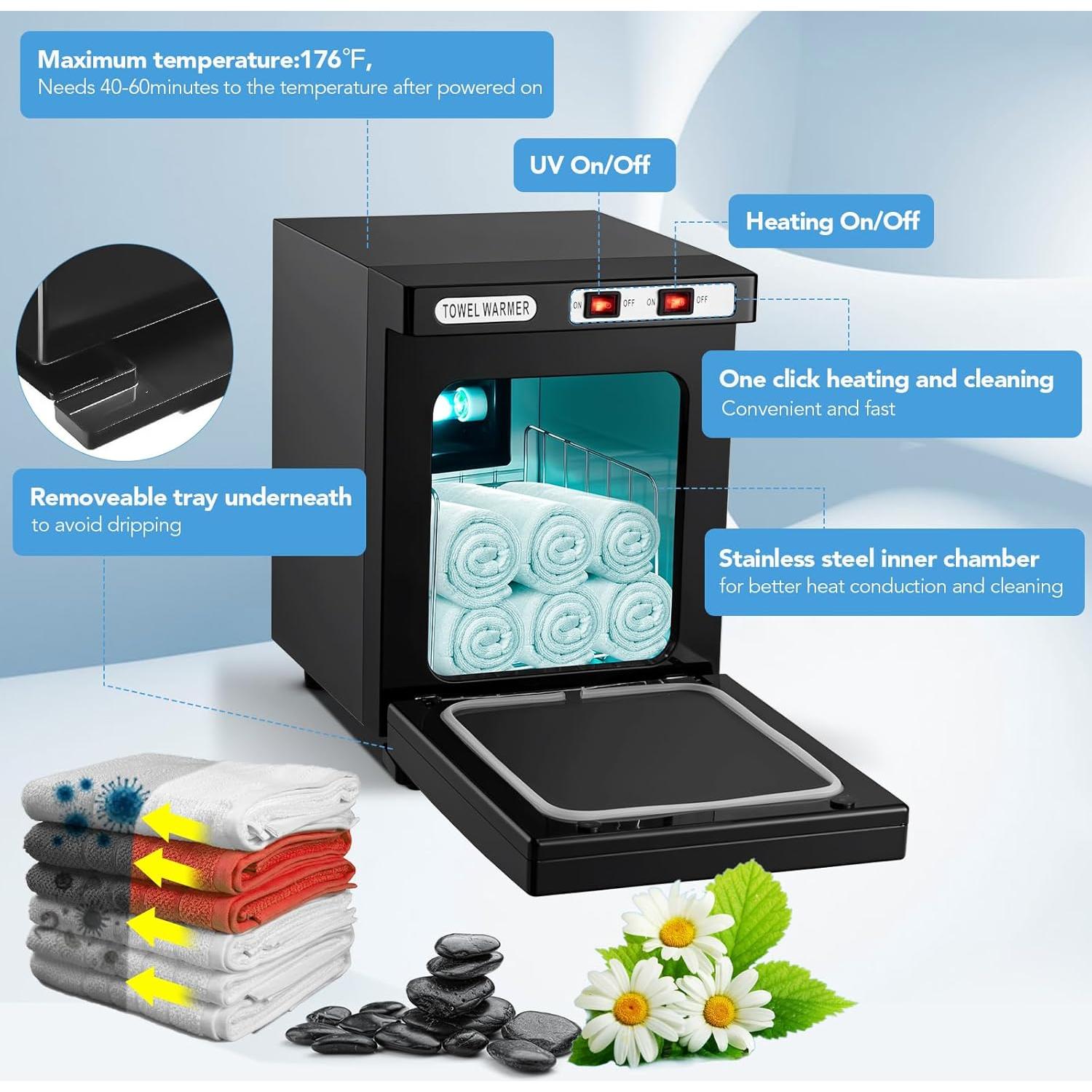 Calentador de Toallas Soiiw 5L Negro para Spa y Hogar