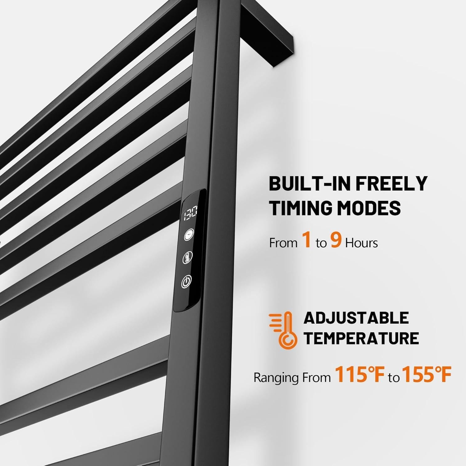 Calentador de Toallas Eléctrico Poloma Acero Inoxidable Negro Mate