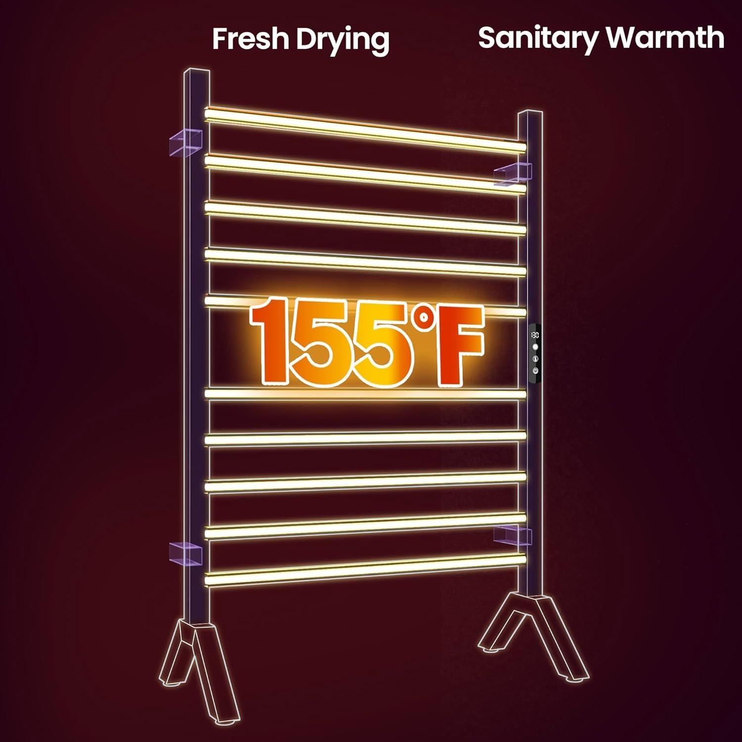 Calentador de Toallas Eléctrico Poloma Acero Inoxidable Negro Mate