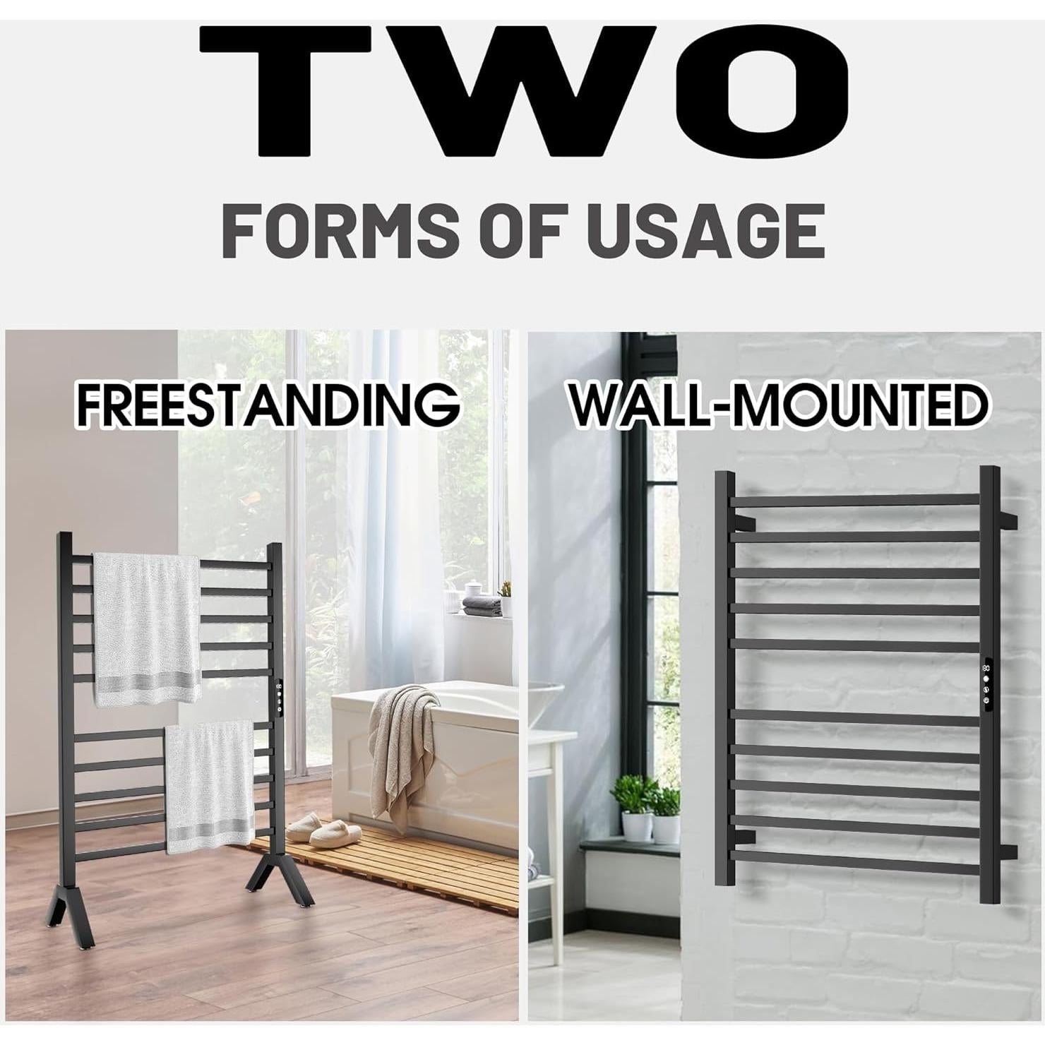 Calentador de Toallas Eléctrico Poloma Acero Inoxidable Negro Mate