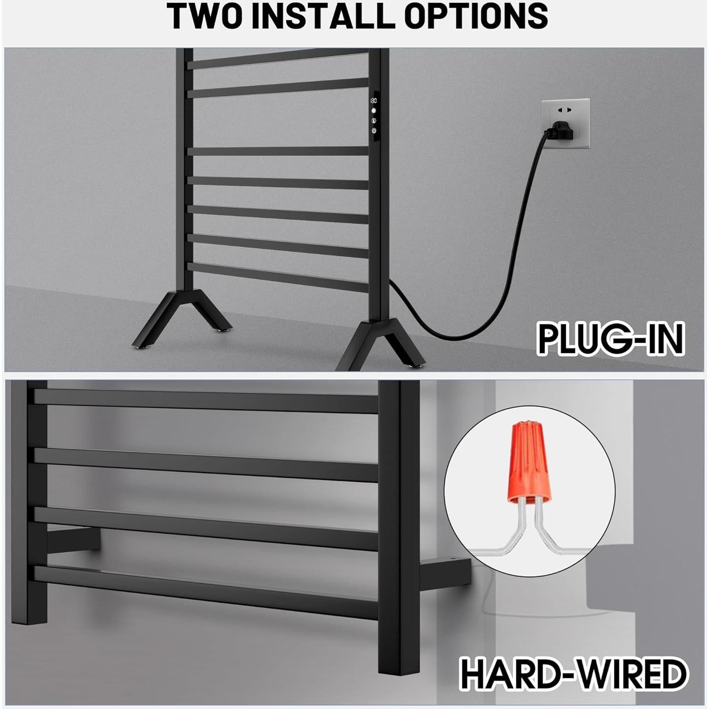 Calentador de Toallas Eléctrico Poloma Acero Inoxidable Negro Mate