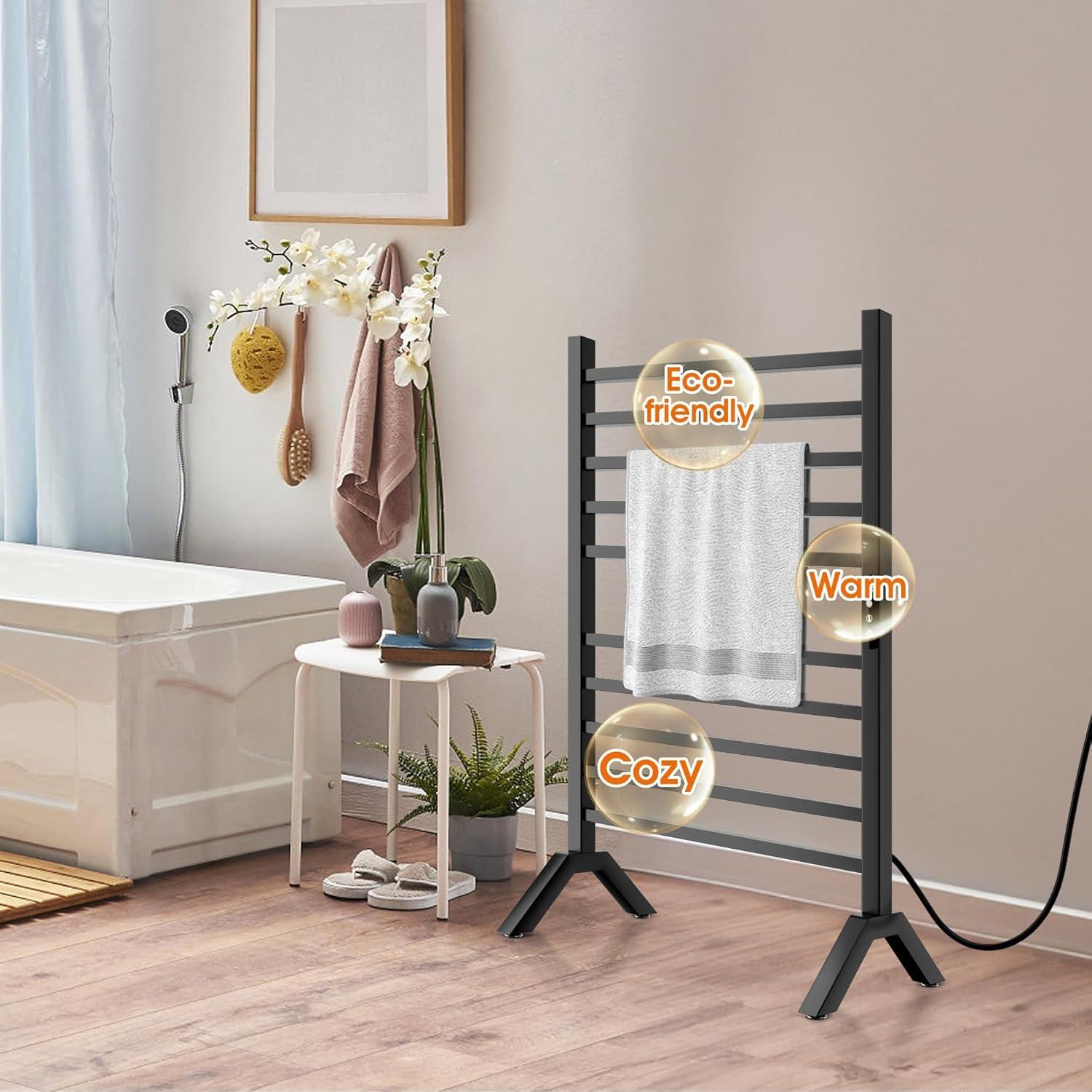 Calentador de Toallas Eléctrico Poloma Acero Inoxidable Negro Mate