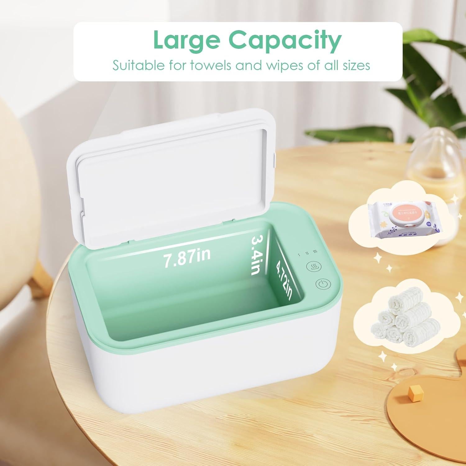 Calentador de Toallitas Kisdream Verde - Gran Capacidad 150 Toallitas