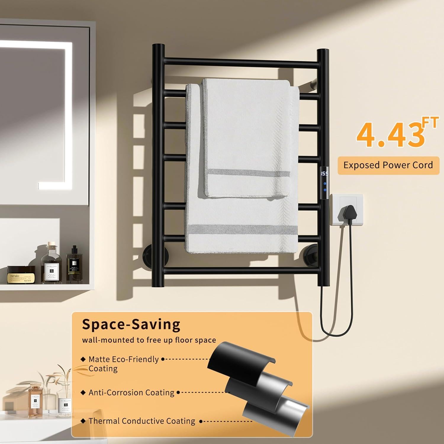 Toallero Calentado Eléctrico Statappy HTR 7 Barras Acero Inoxidable
