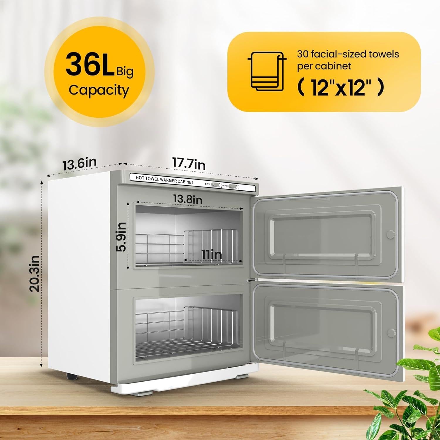 Calentador de Toallas Doble Gabinete SalonDepot 36L Blanco